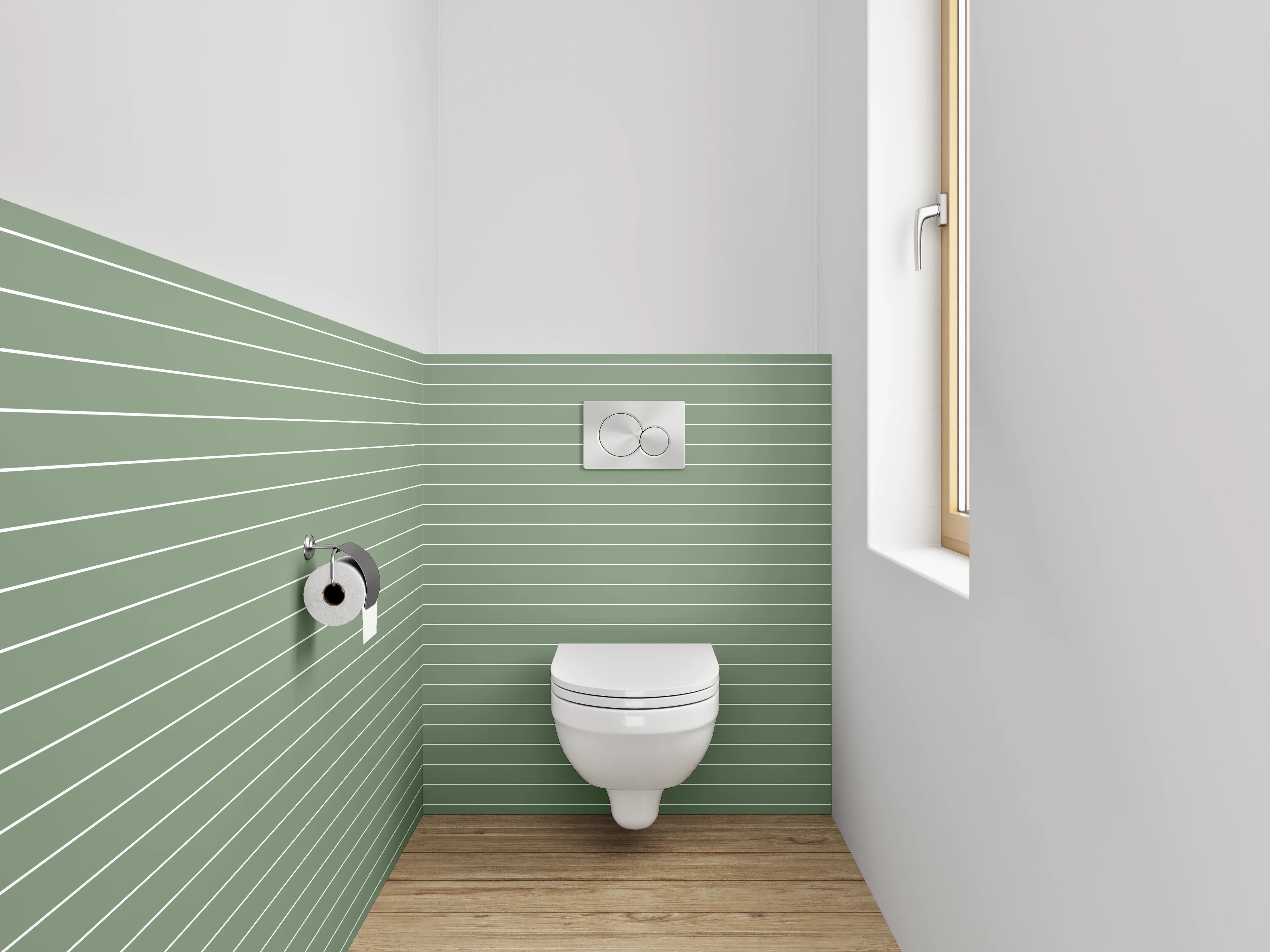 WC-Rückwand - Grüne Linienmuster Tapete modern