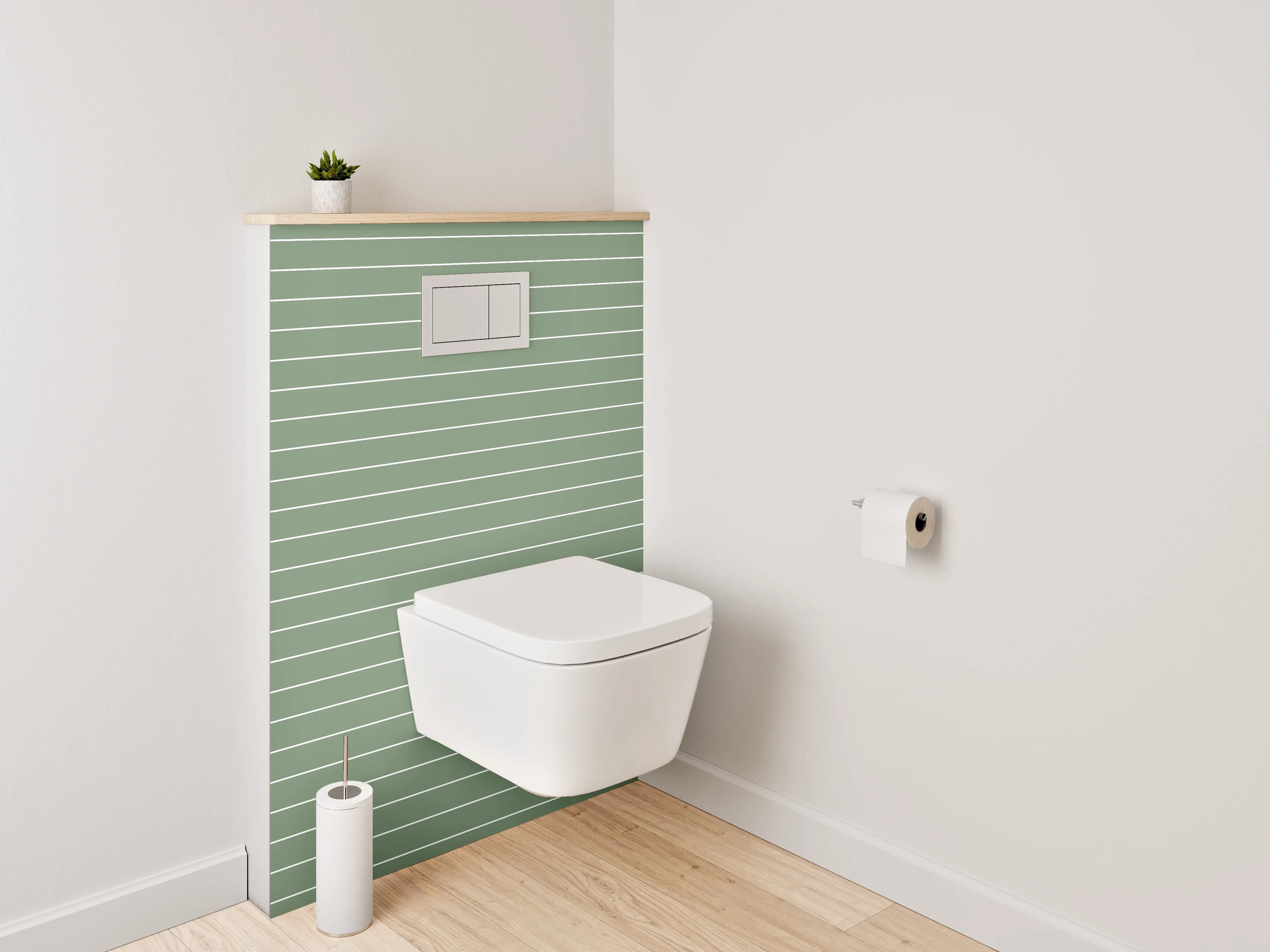 WC-Rückwand - Grüne Linienmuster Tapete modern