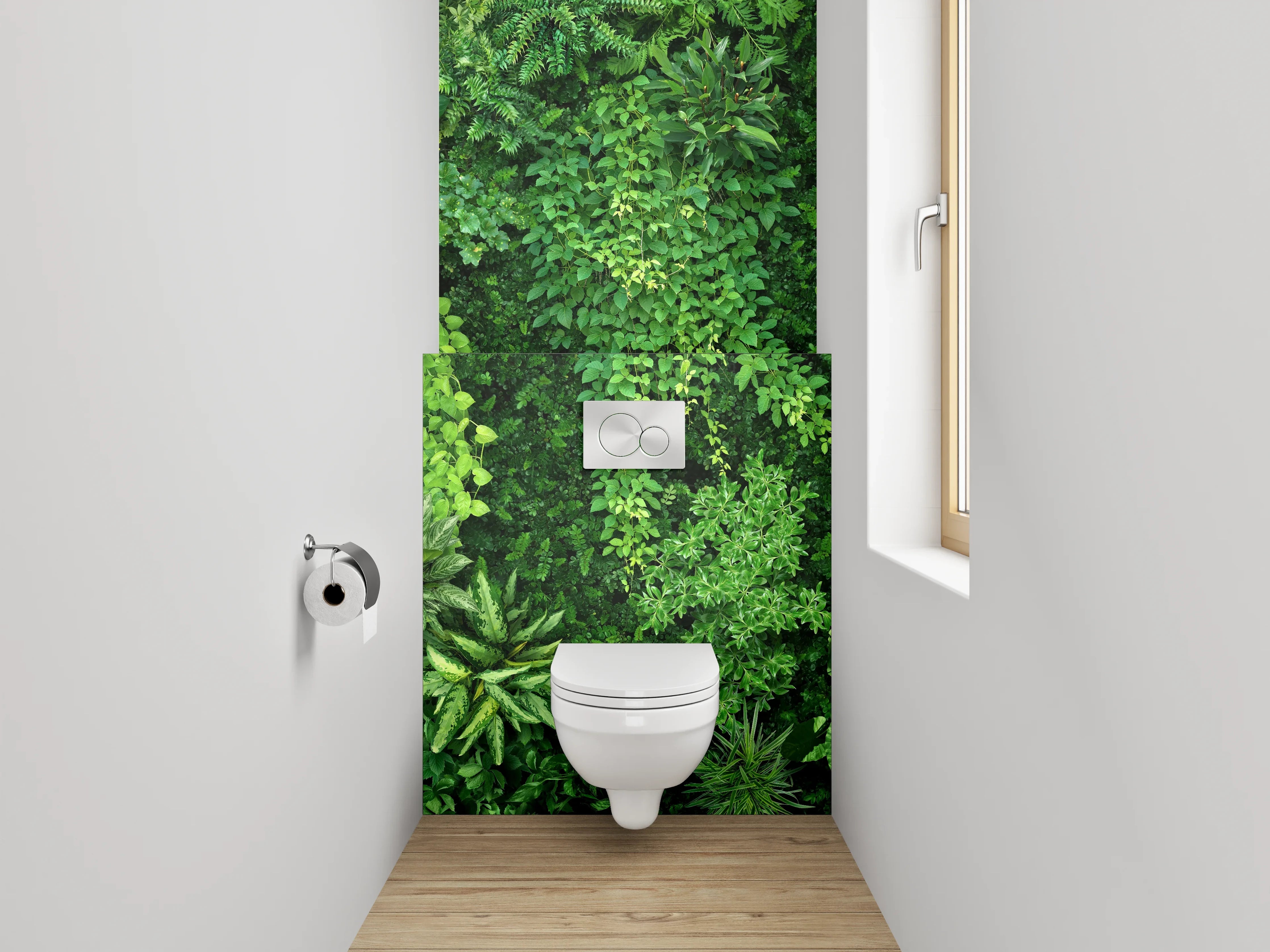 WC-Rückwand - Grüne Natur Pflanzenwand