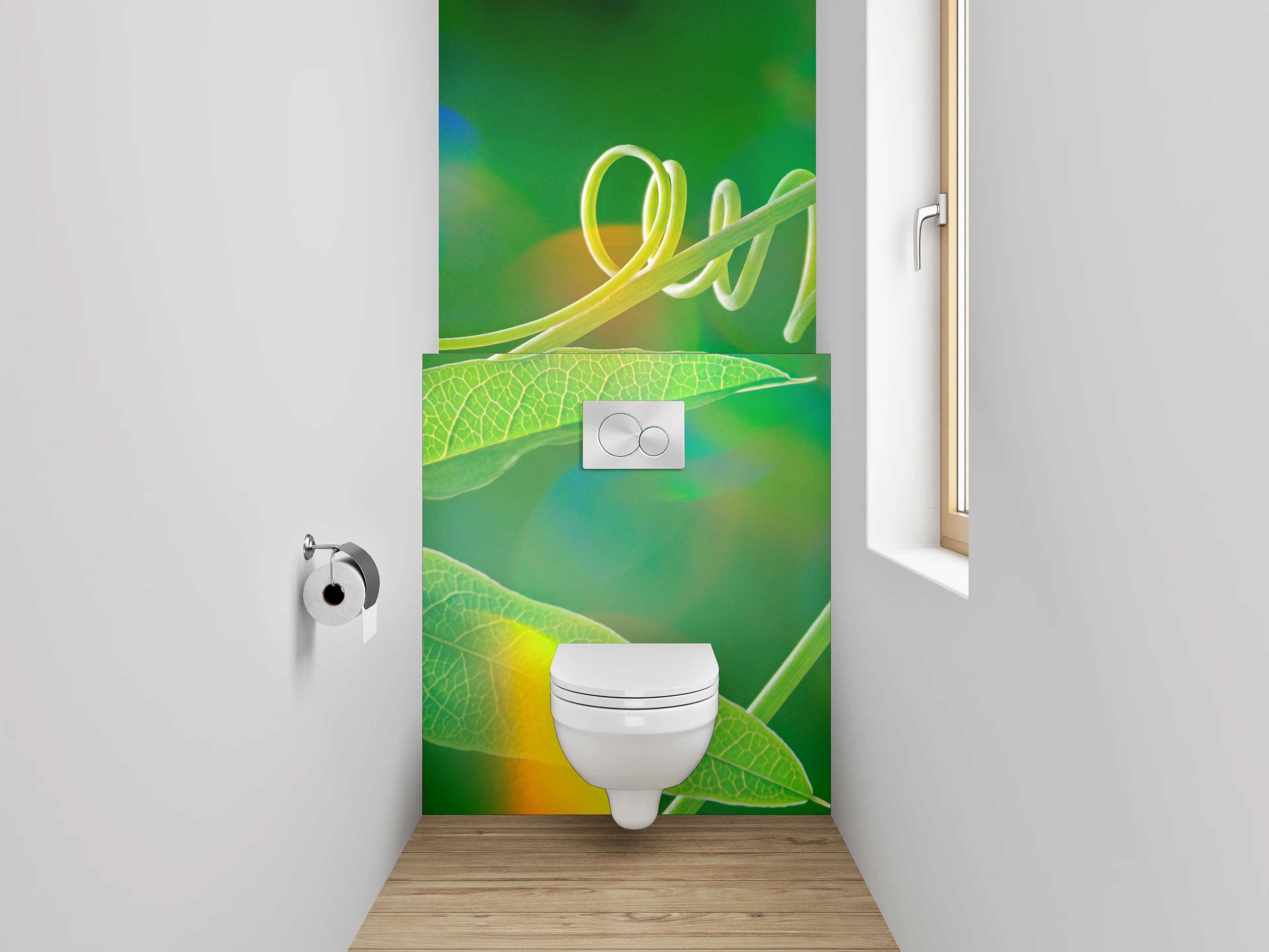 WC-Rückwand - Grüne Pflanzen-Ranke mit Lichtspielen