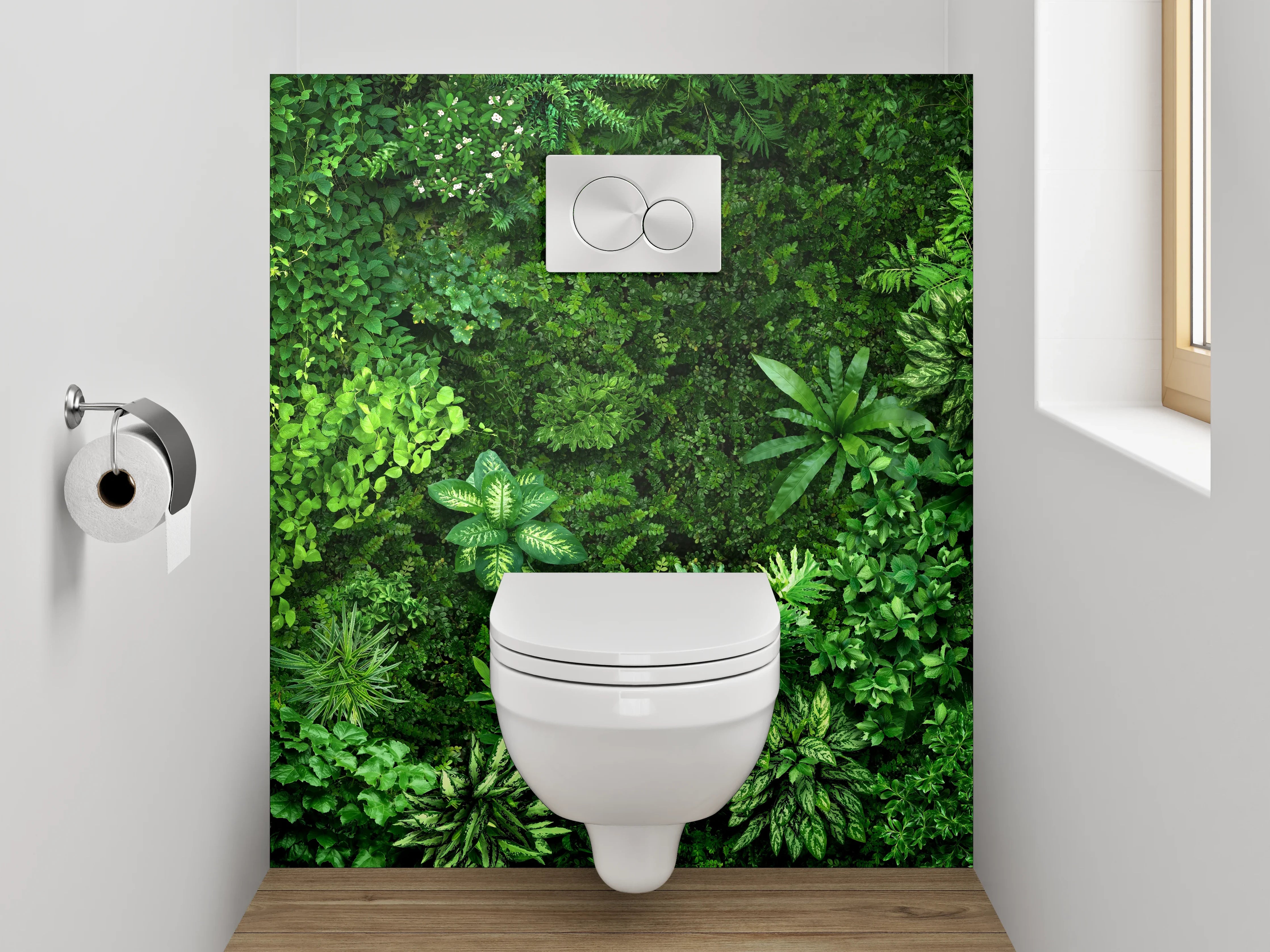 WC-Rückwand - Grüne Pflanzenwand Naturmotiv