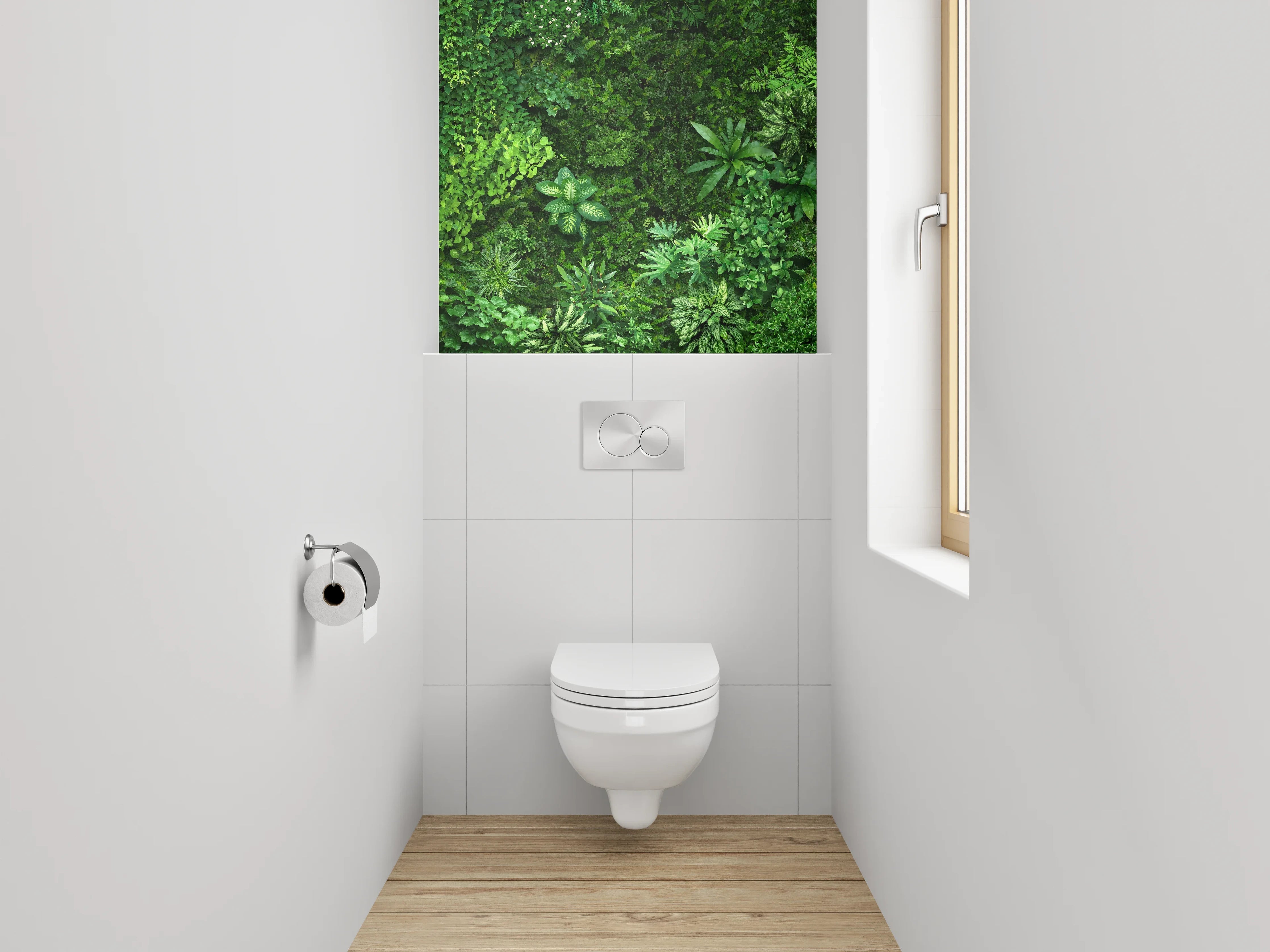 WC-Rückwand - Grüne Pflanzenwand Naturmotiv