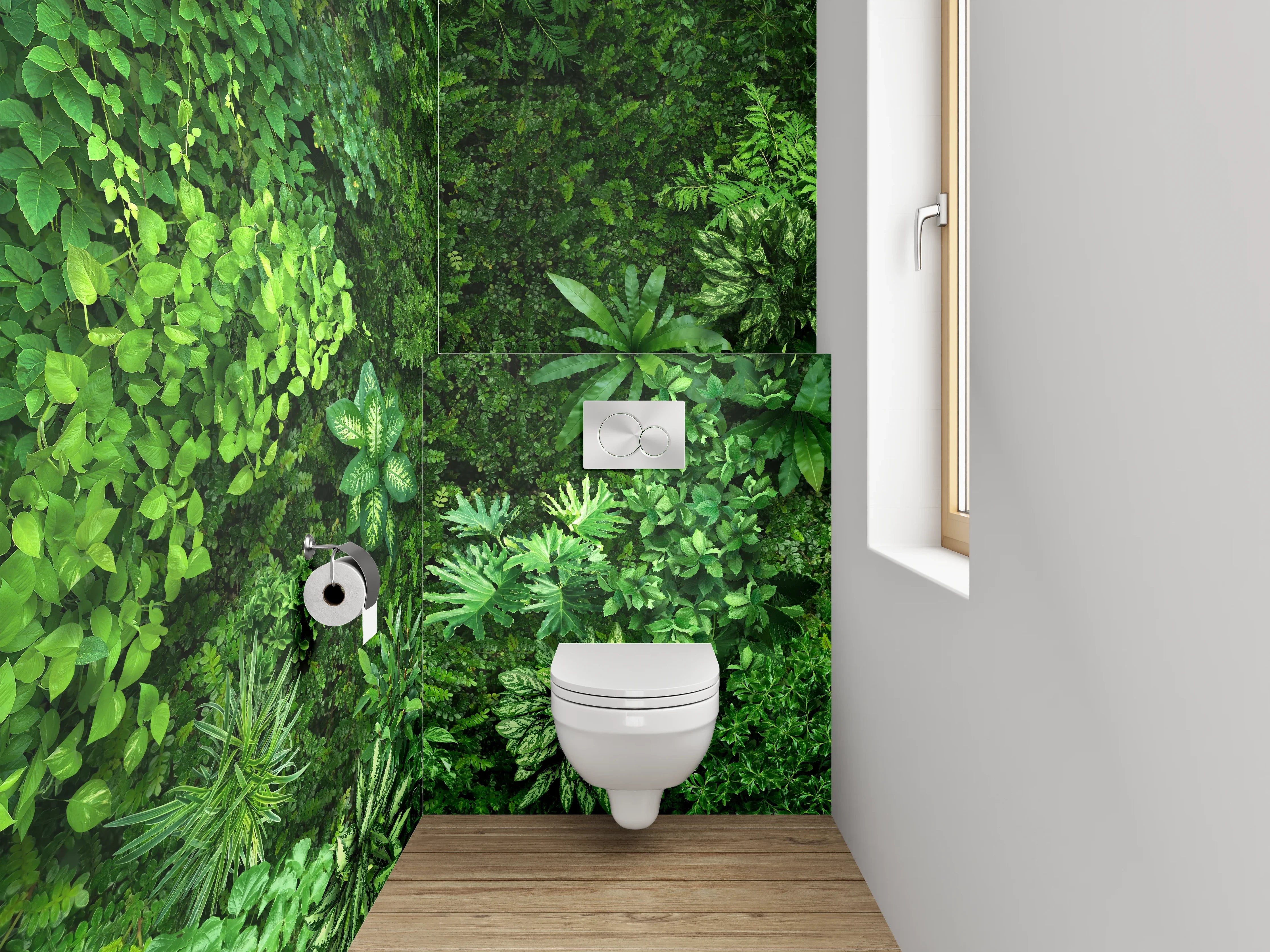 WC-Rückwand - Grüne Pflanzenwand Naturmotiv
