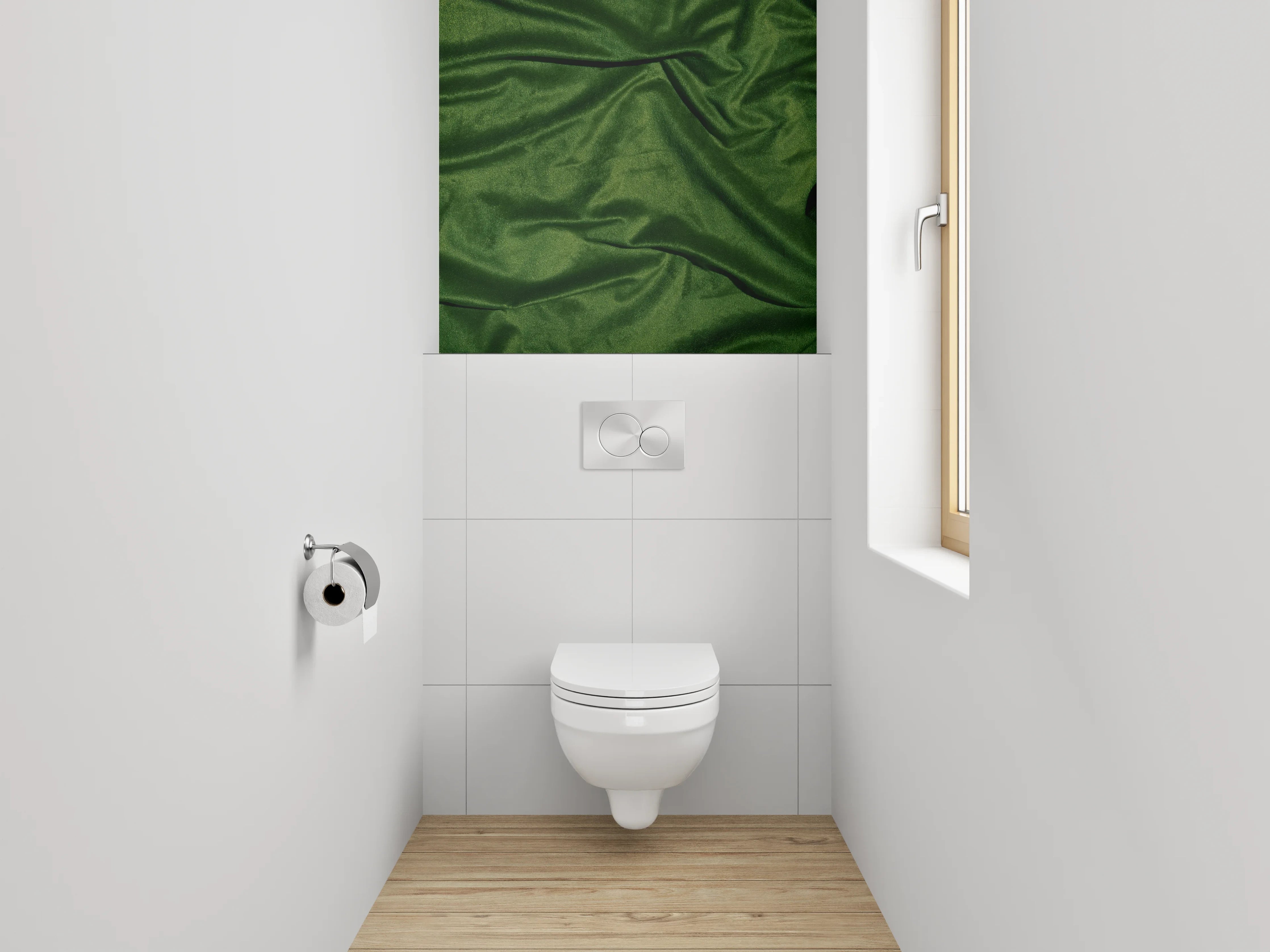 WC-Rückwand - Grüne Samtstoff-Textur