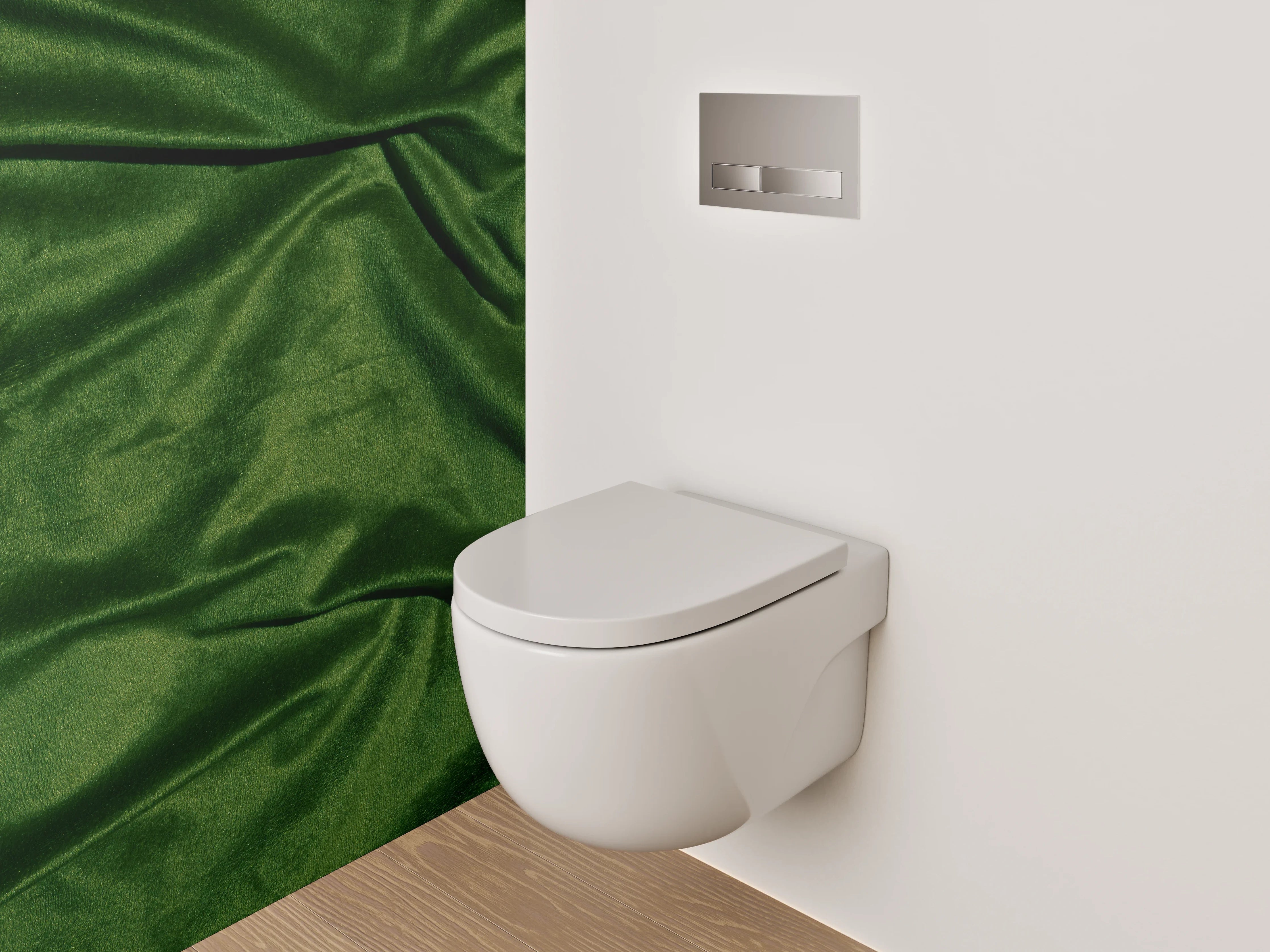 WC-Rückwand - Grüne Samtstoff-Textur
