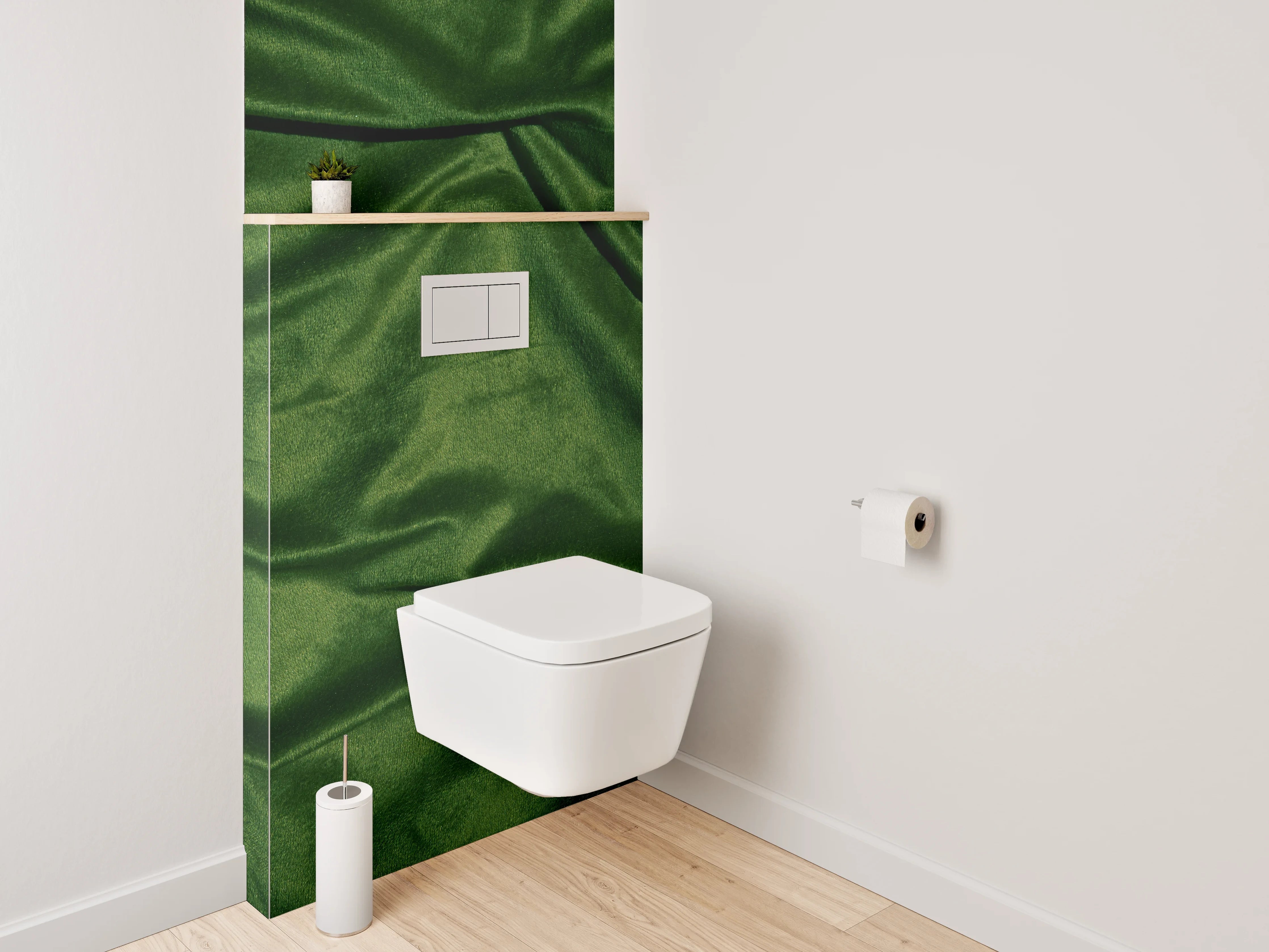 WC-Rückwand - Grüne Samtstoff-Textur