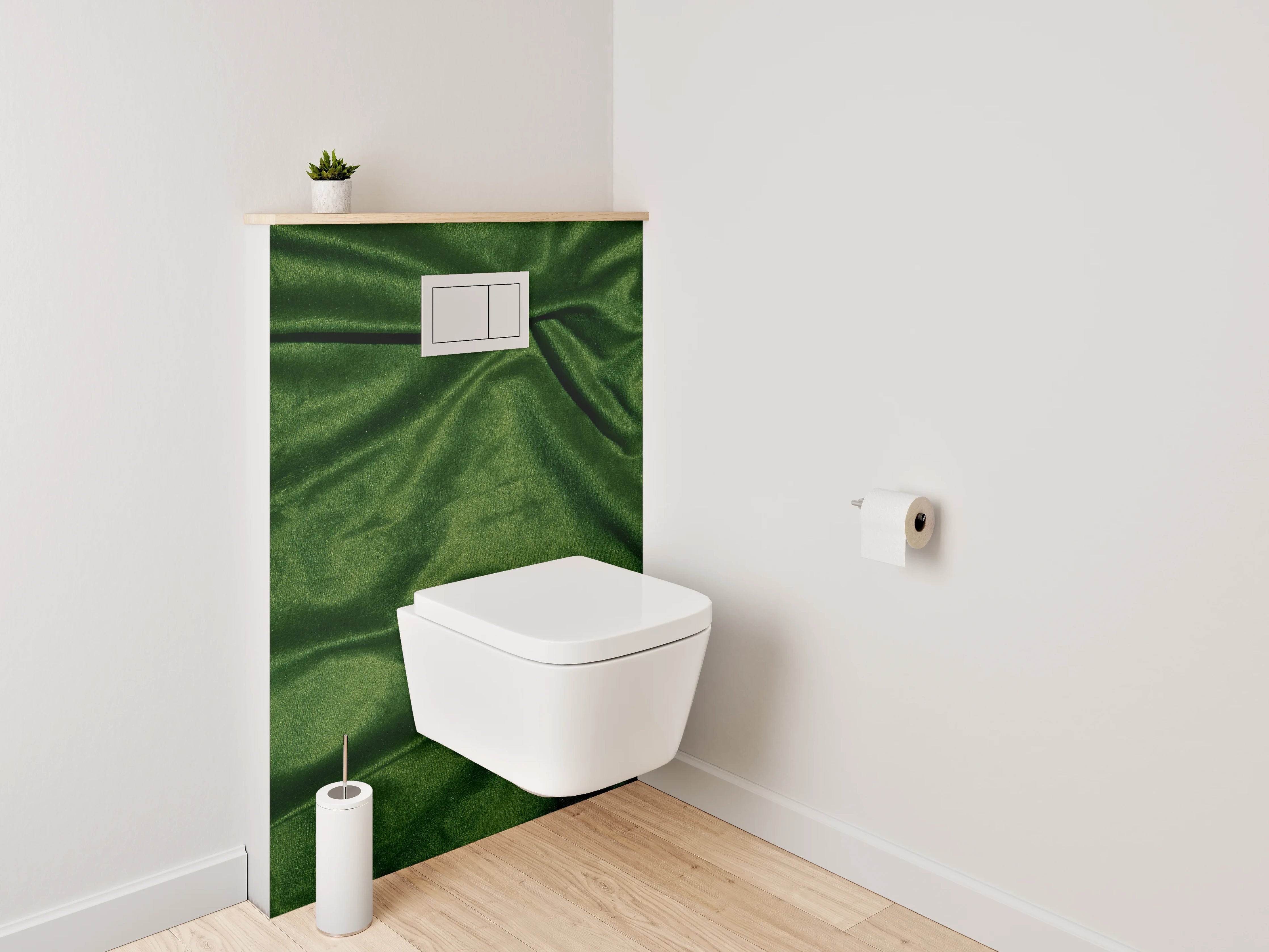 WC-Rückwand - Grüne Samtstoff-Textur