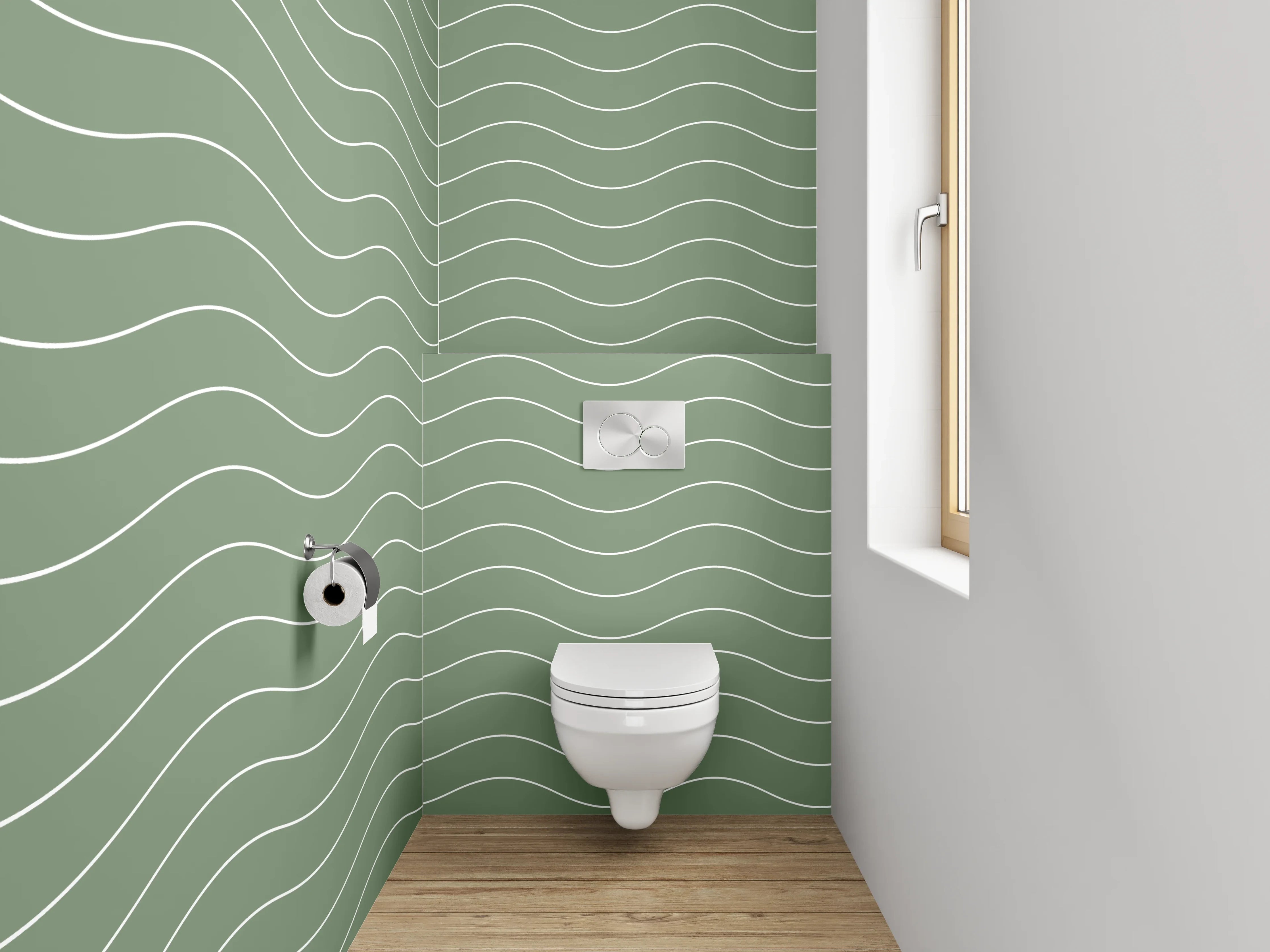 WC-Rückwand - Grüne Wellen Muster Modern