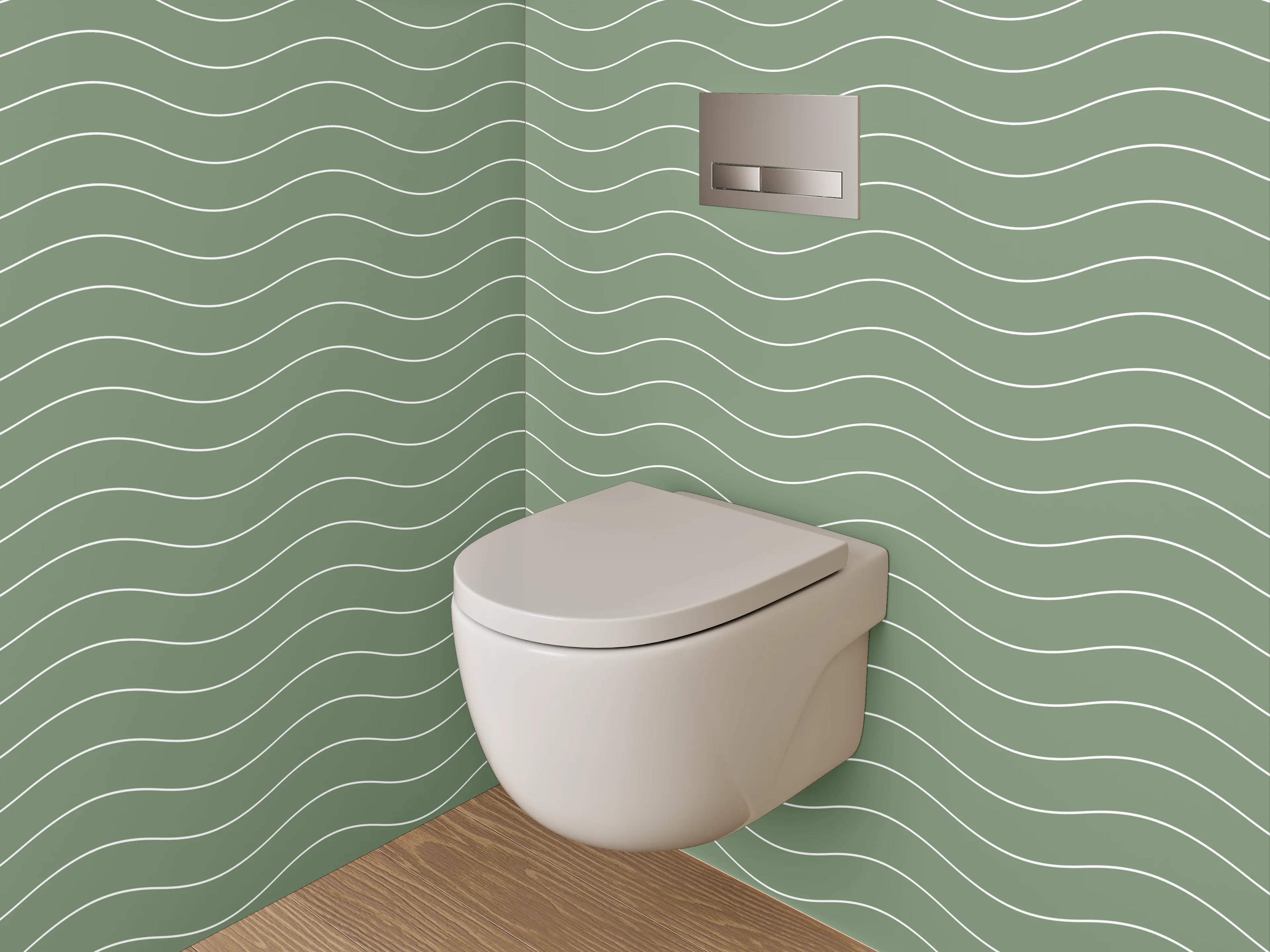 WC-Rückwand - Grüne Wellen Muster Modern
