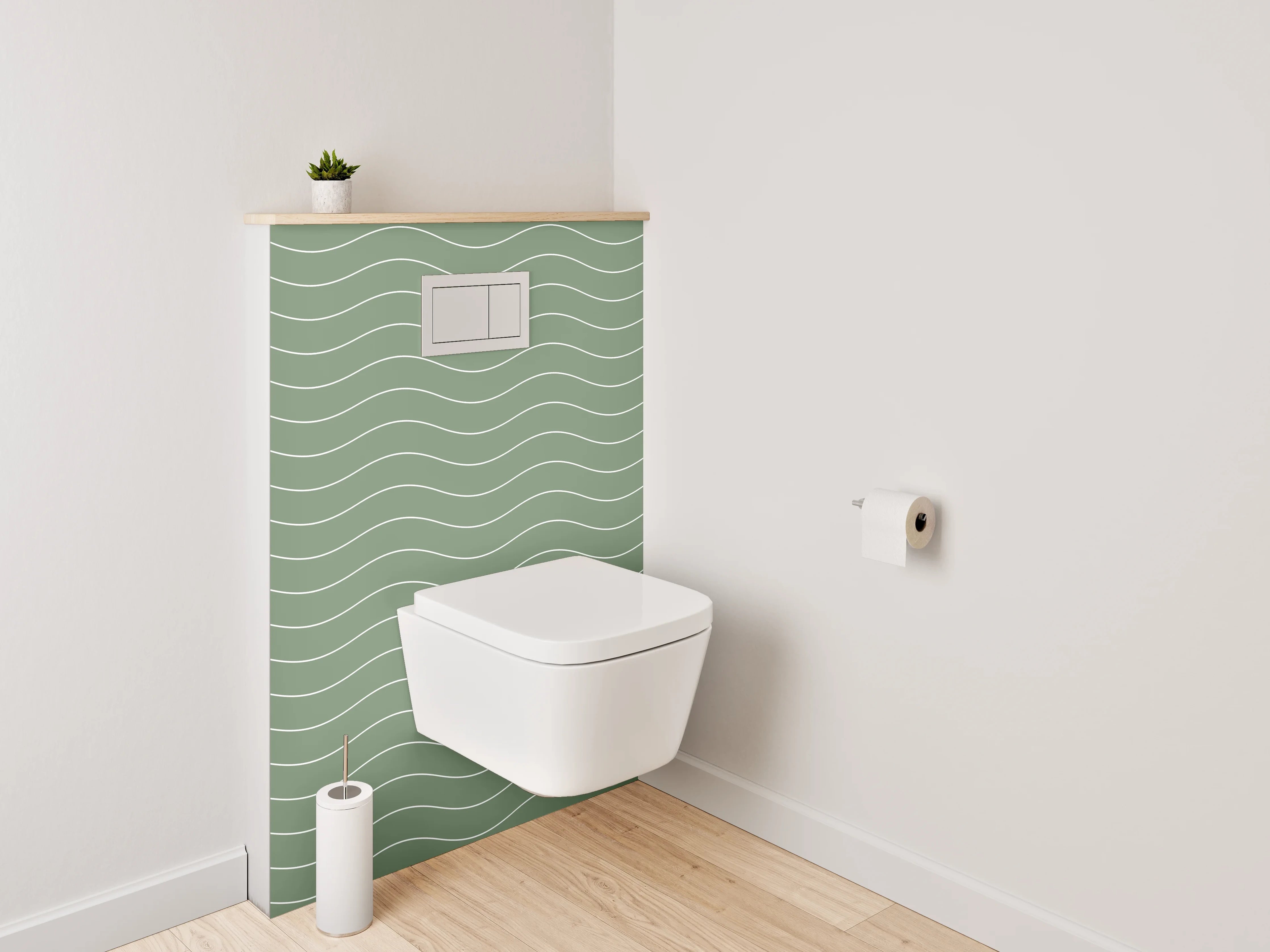 WC-Rückwand - Grüne Wellen Muster Modern