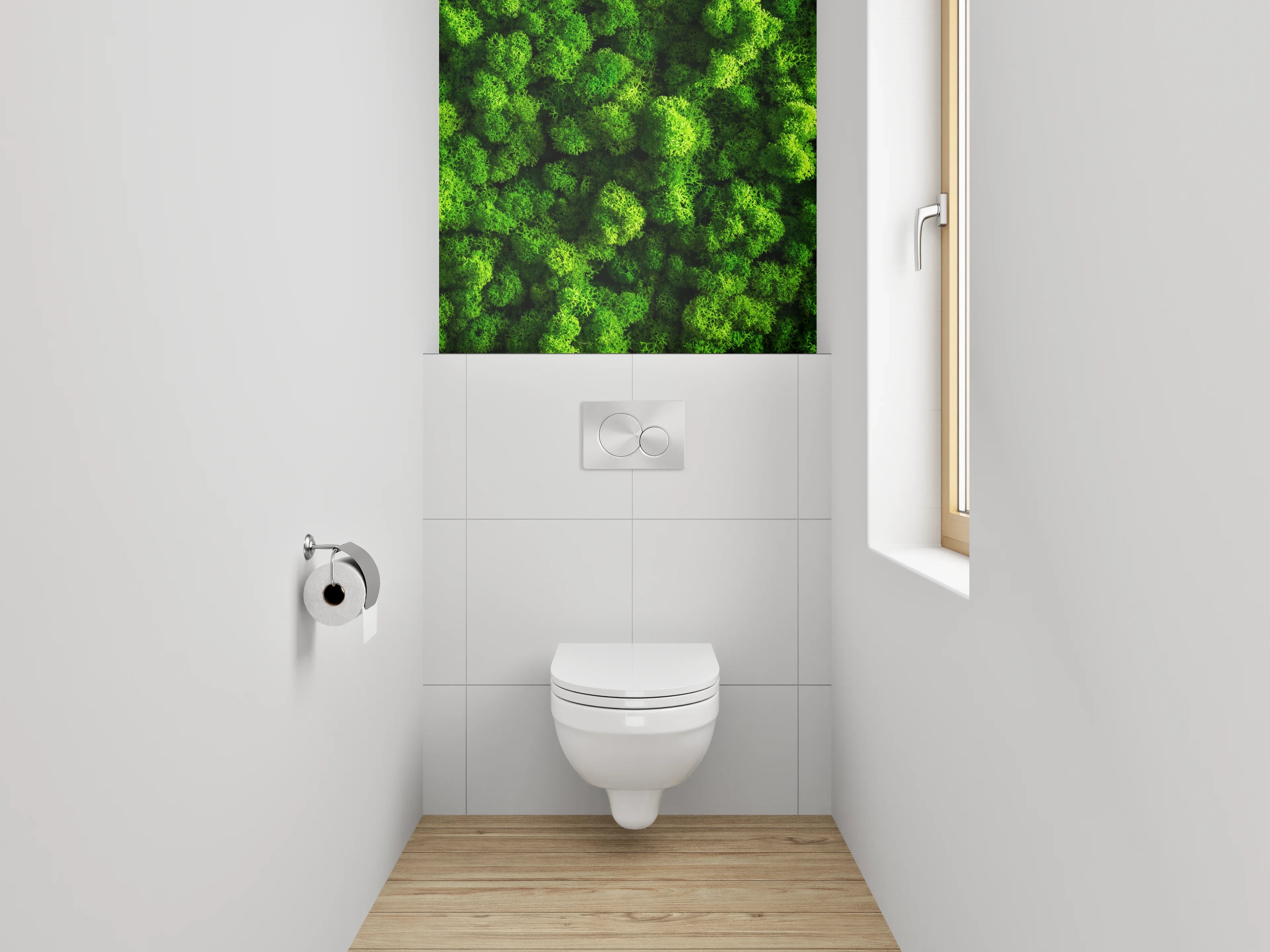 WC-Rückwand - Grüner Moosy Naturteppich