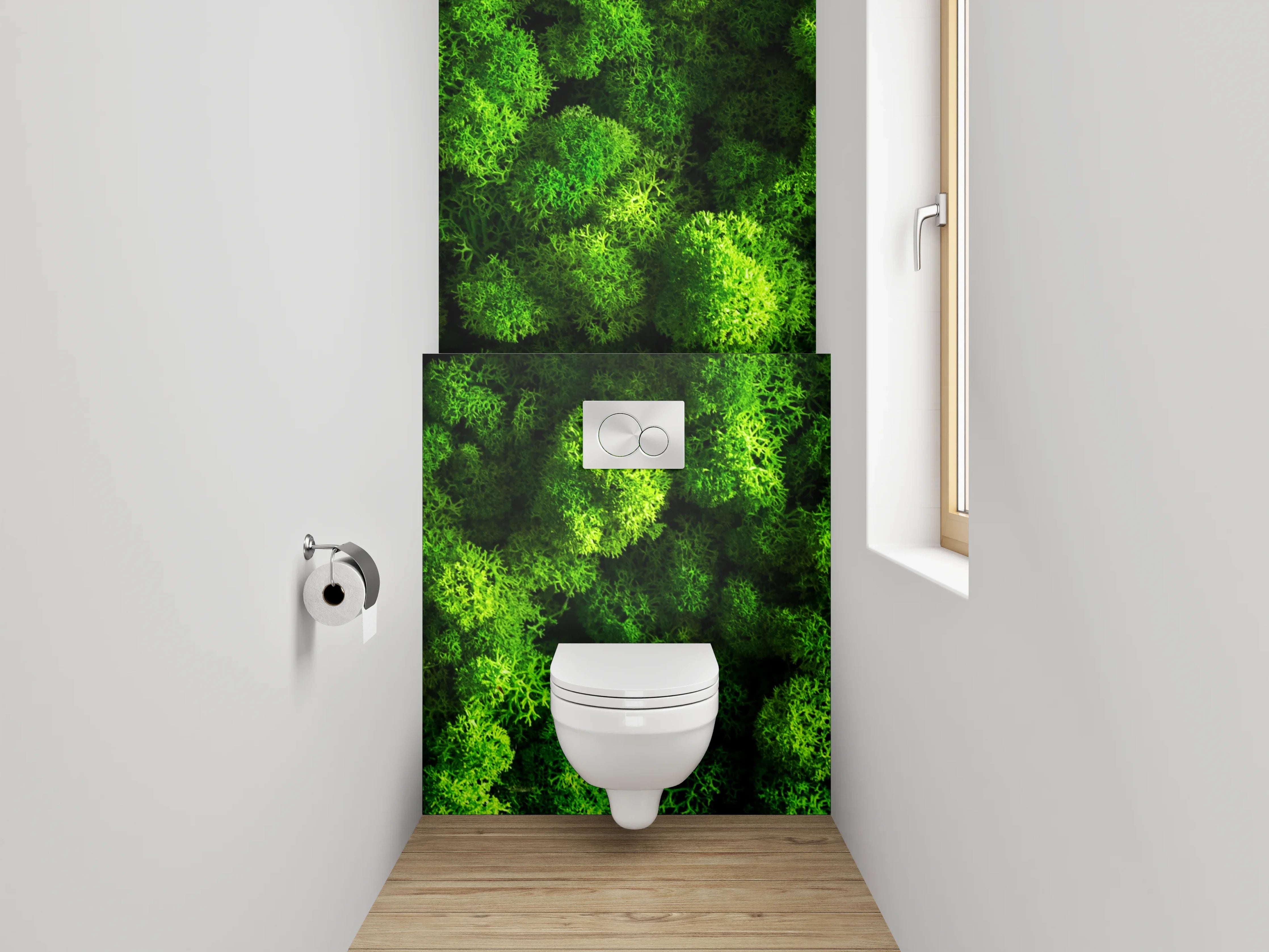 WC-Rückwand - Grüner Moosy Naturteppich