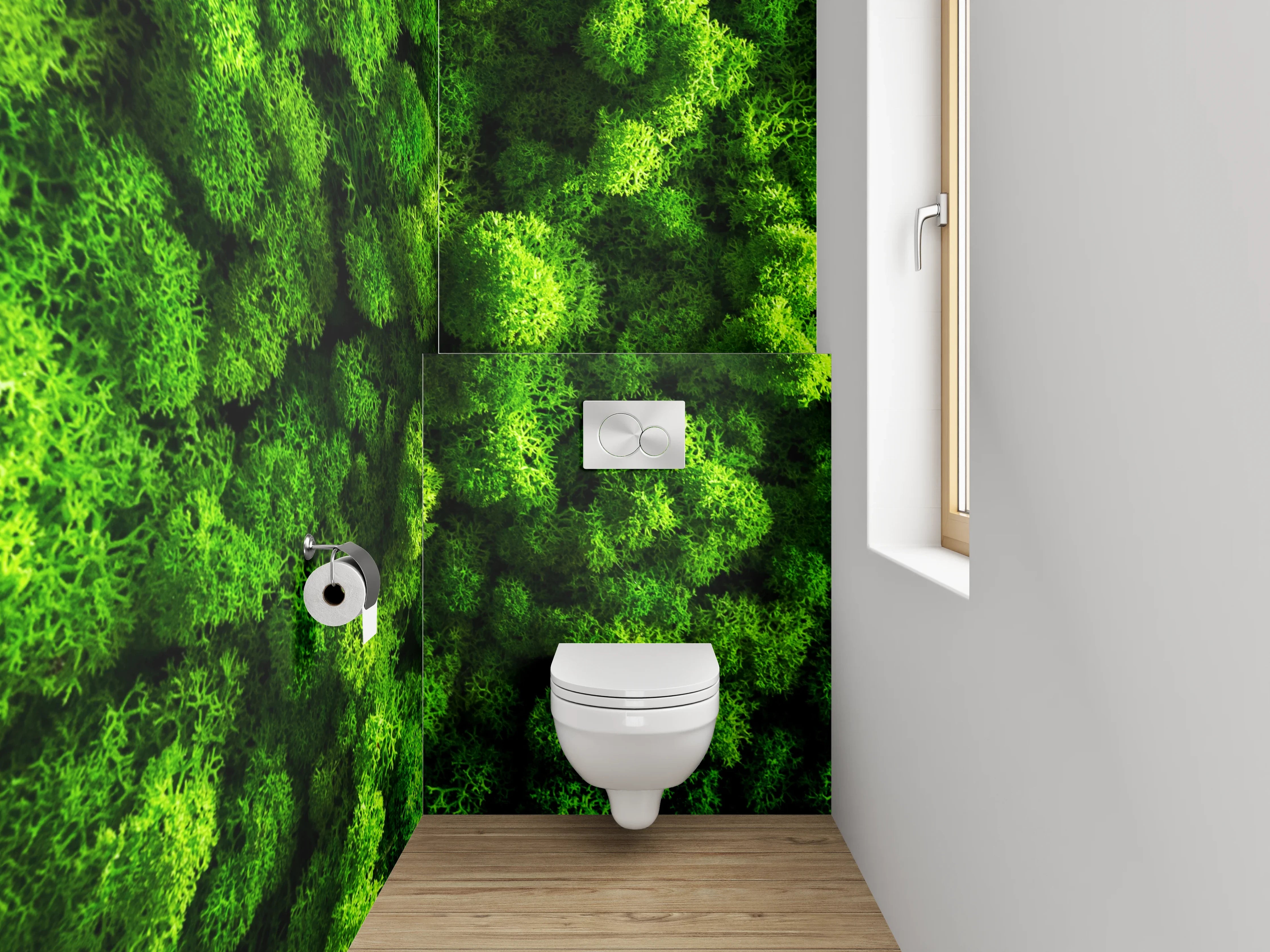 WC-Rückwand - Grüner Moosy Naturteppich