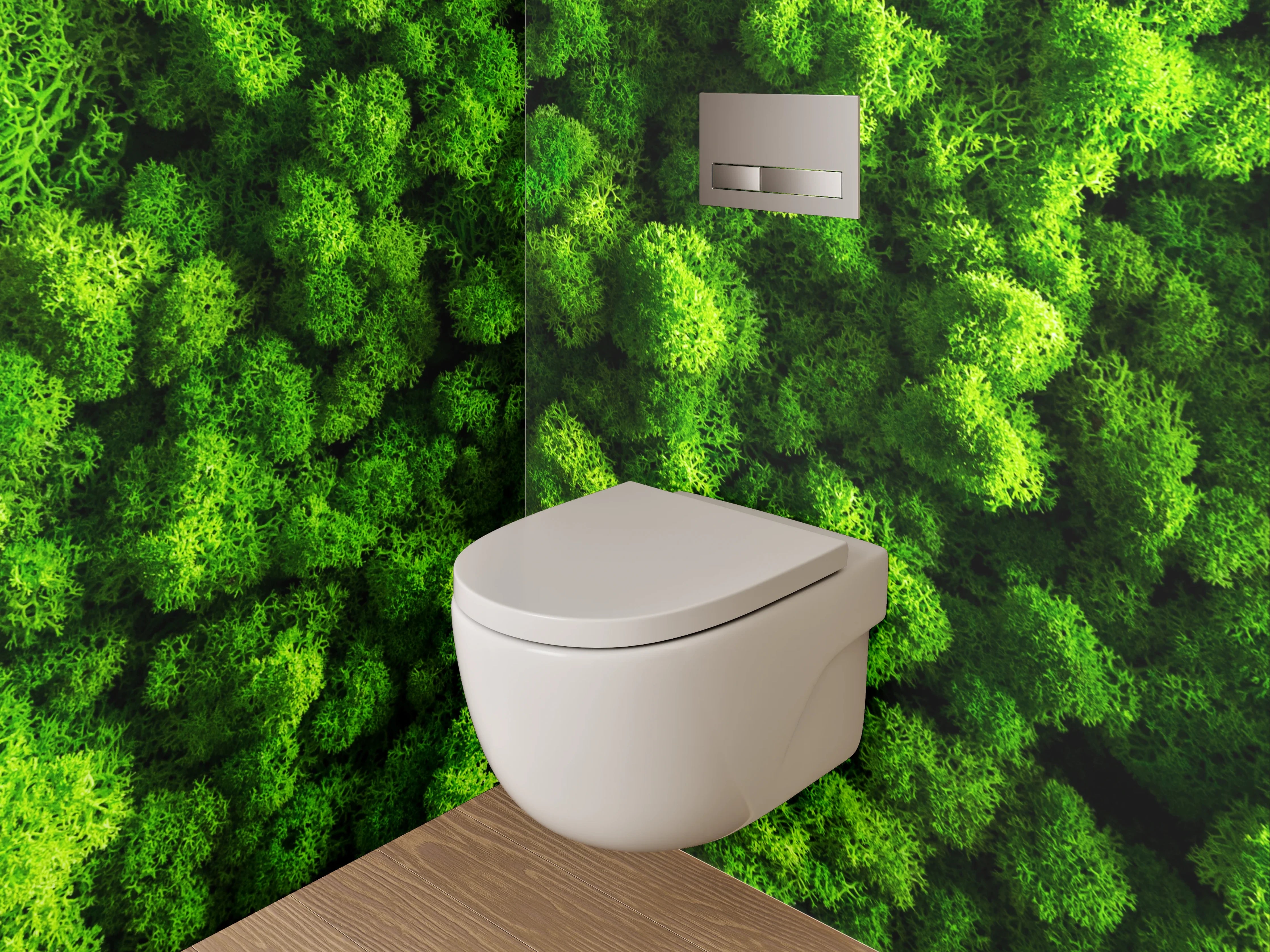 WC-Rückwand - Grüner Moosy Naturteppich