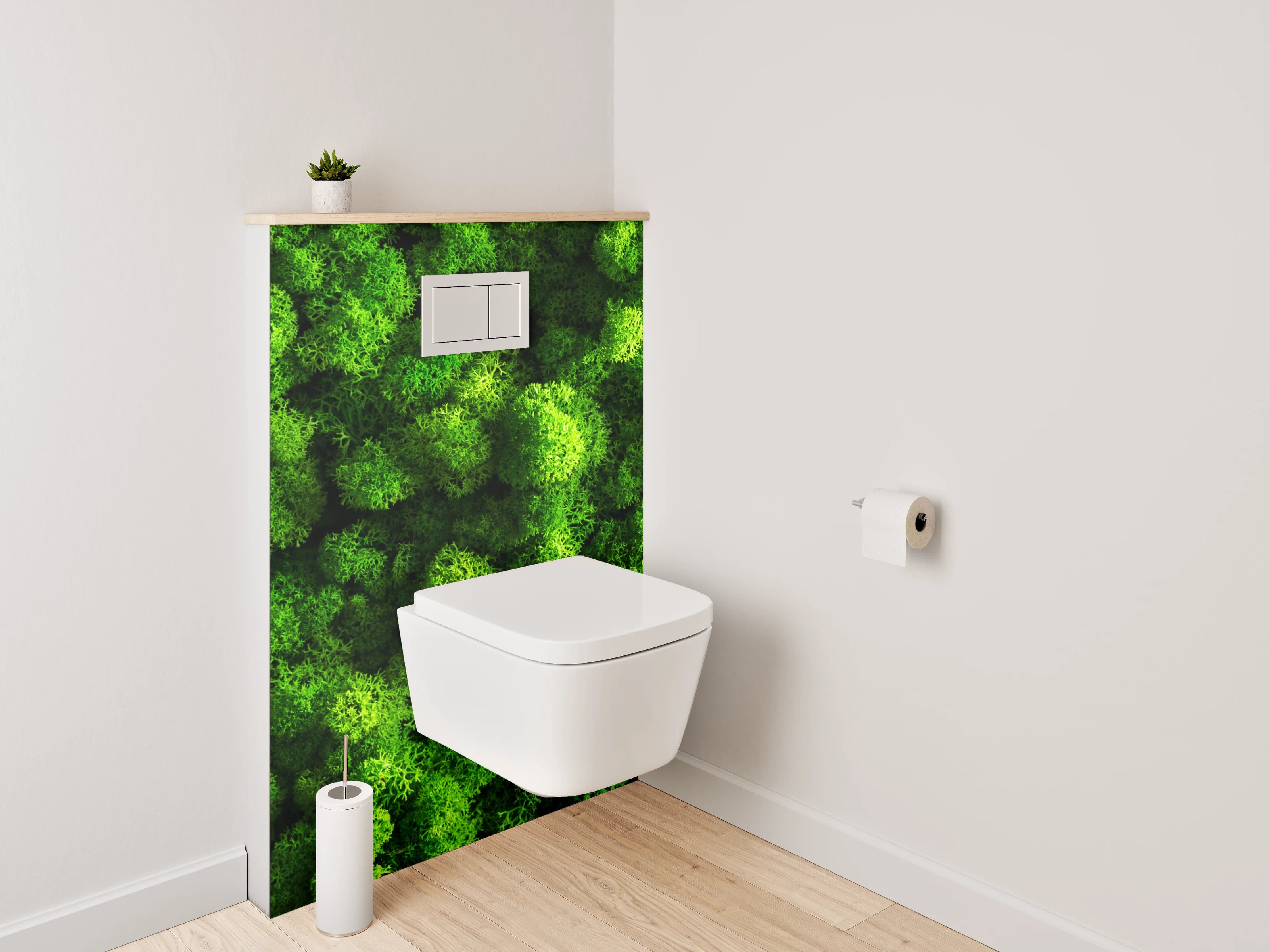 WC-Rückwand - Grüner Moosy Naturteppich
