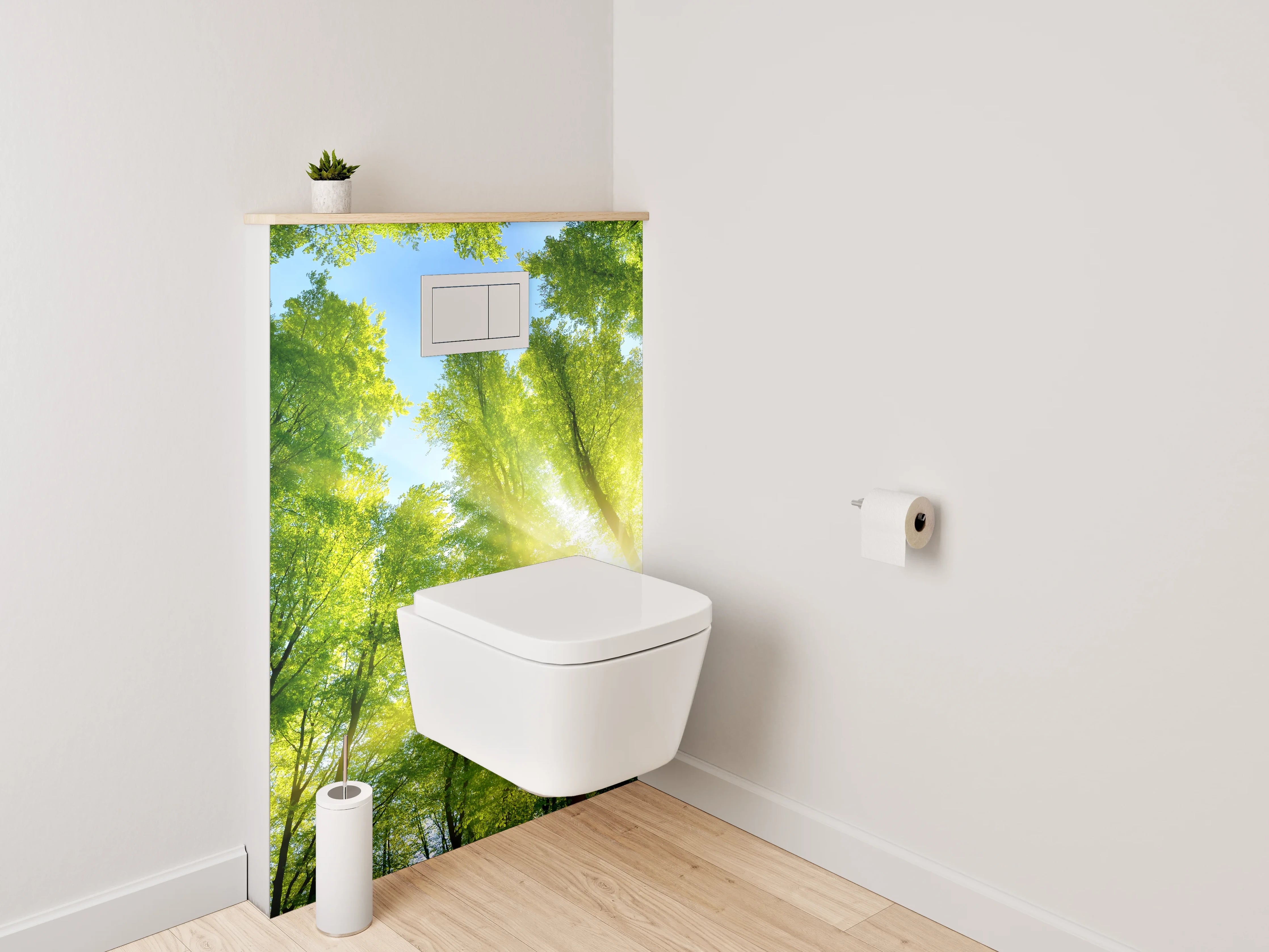 WC-Rückwand - Grüner Wald mit Sonnenstrahlen