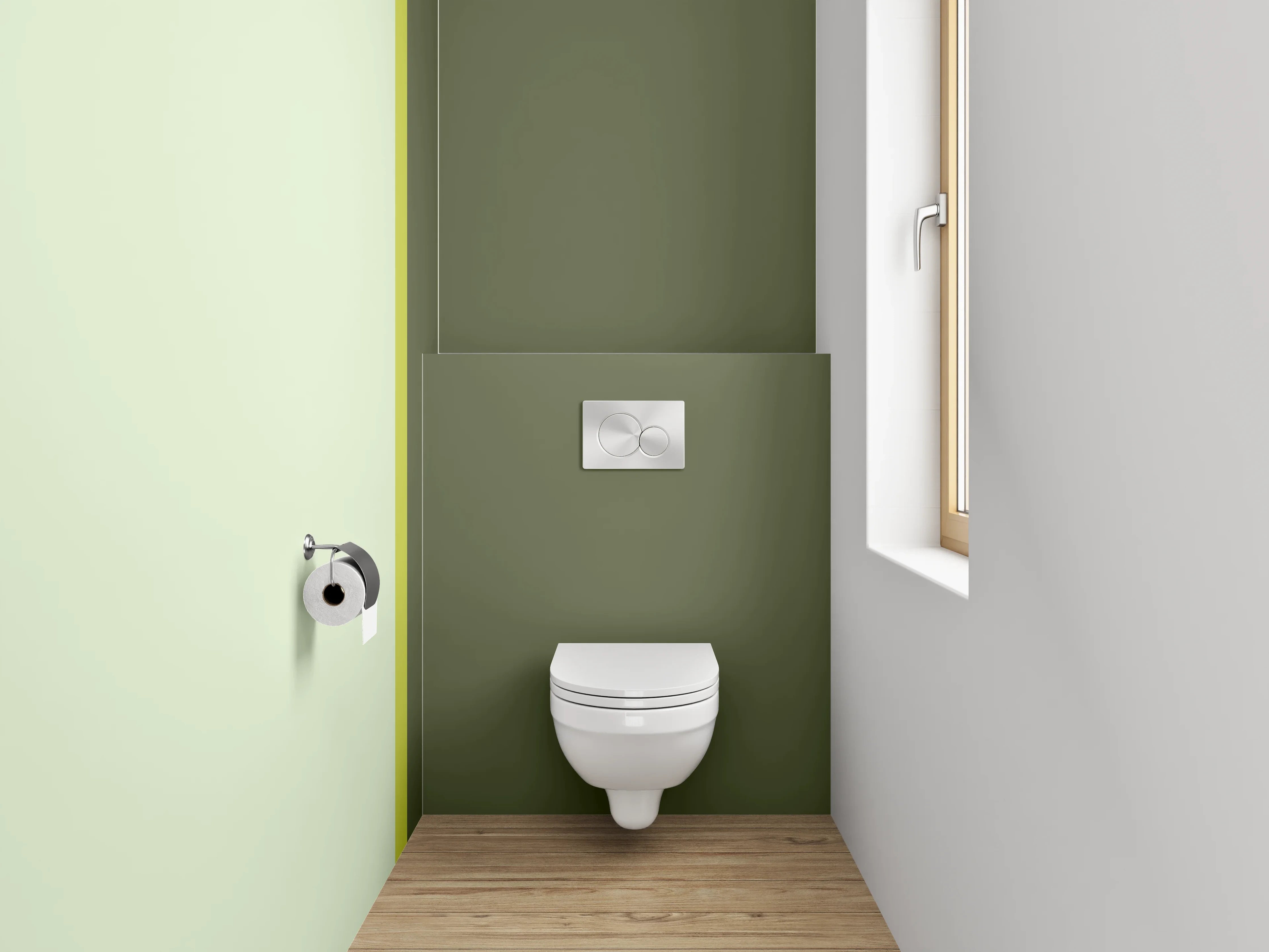 WC-Rückwand - Grüner und Grauer Farbverlauf