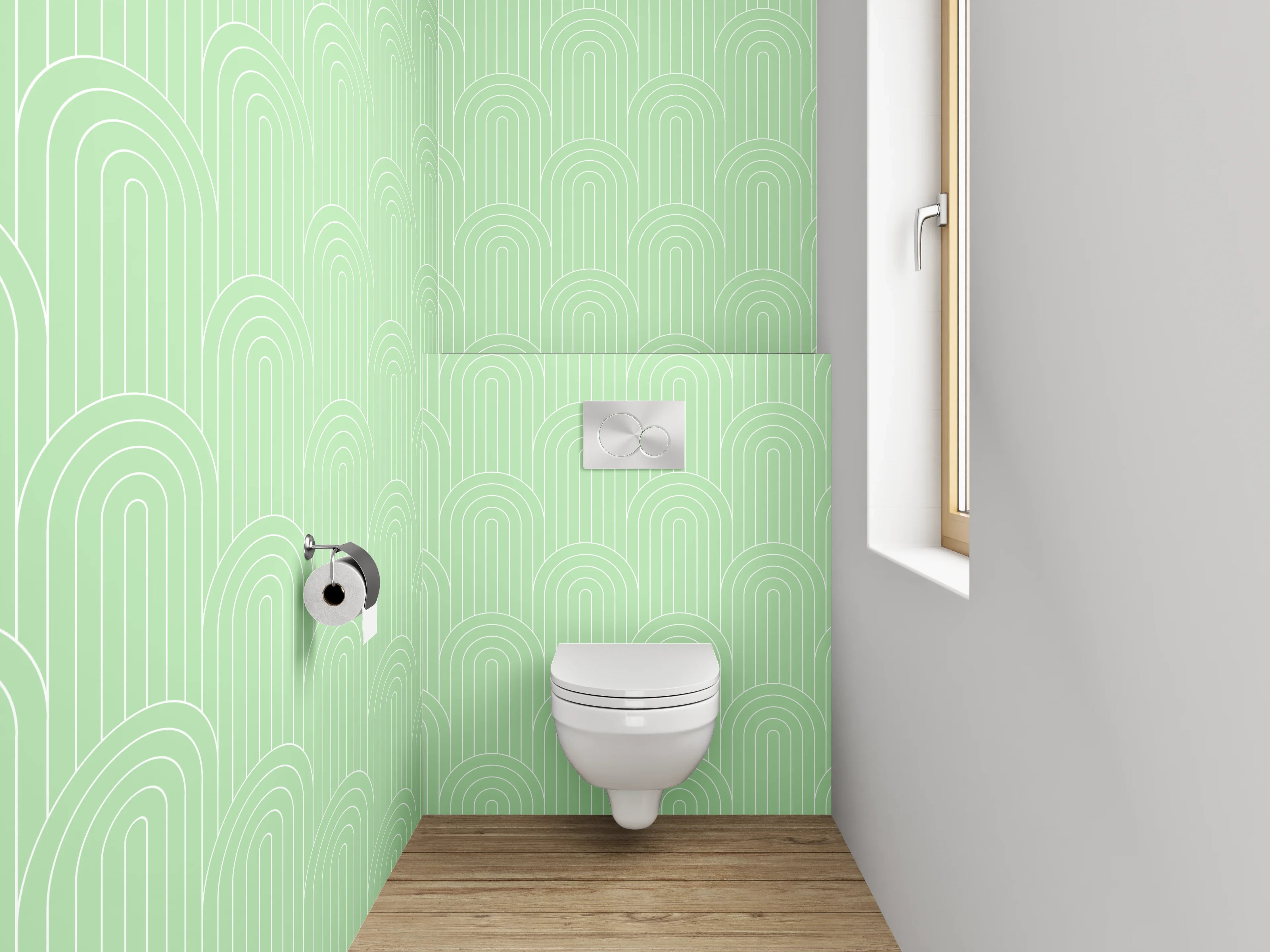 WC-Rückwand - Grünes Art-Deco Muster Tapete