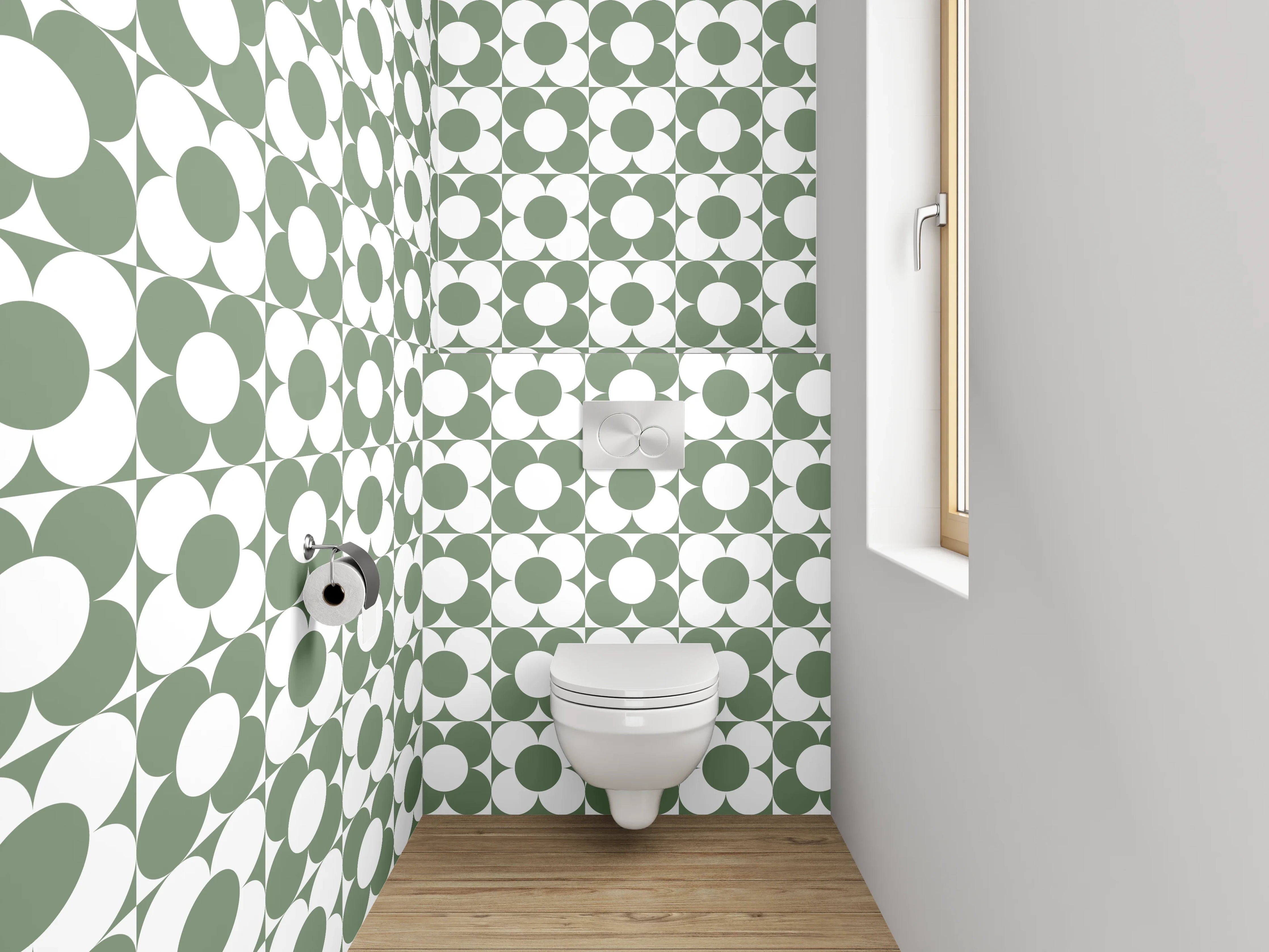 WC-Rückwand - Grünes Retro-Kachelmuster