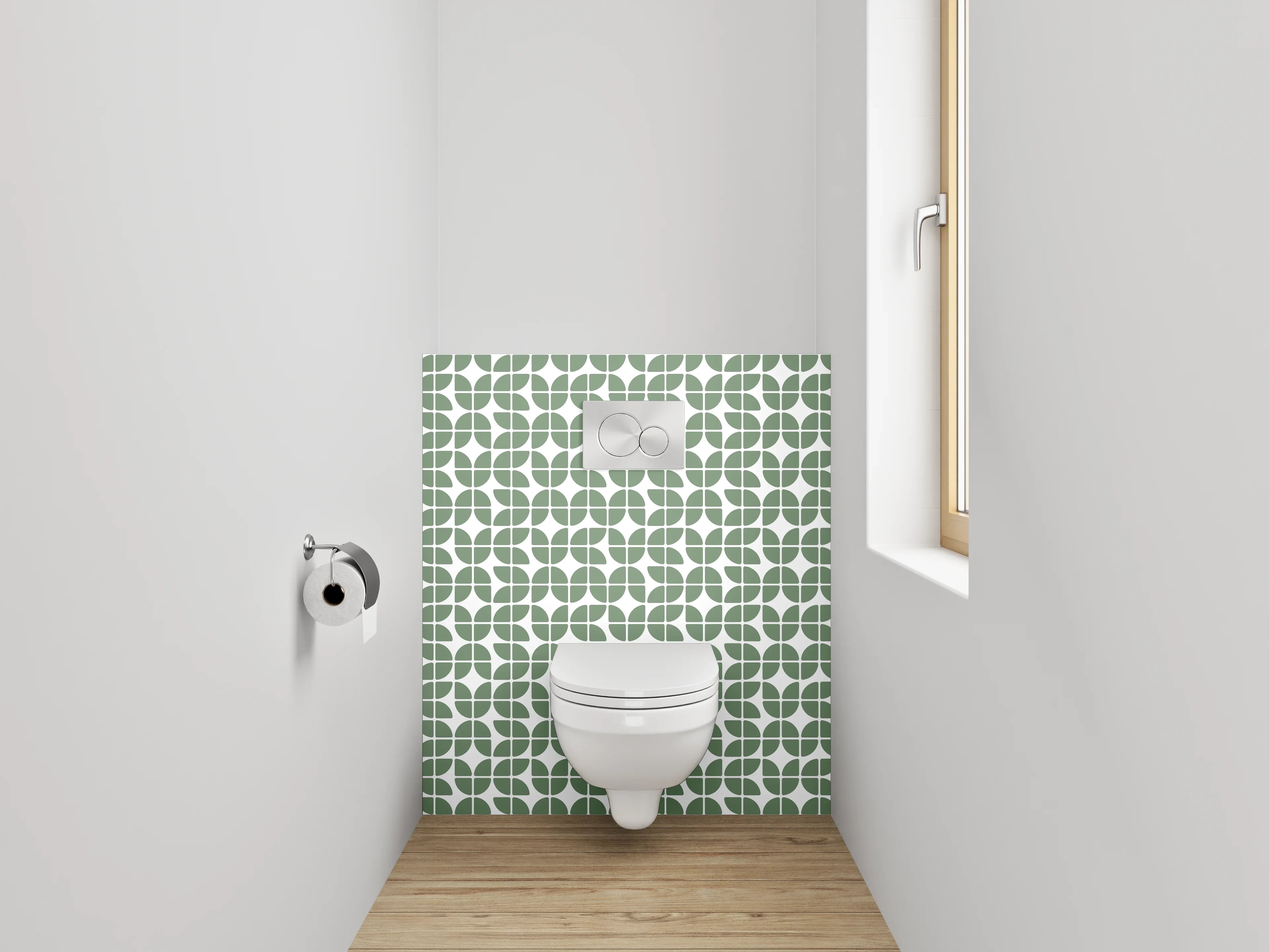 WC-Rückwand - Grünes Retro-Muster geometrisch