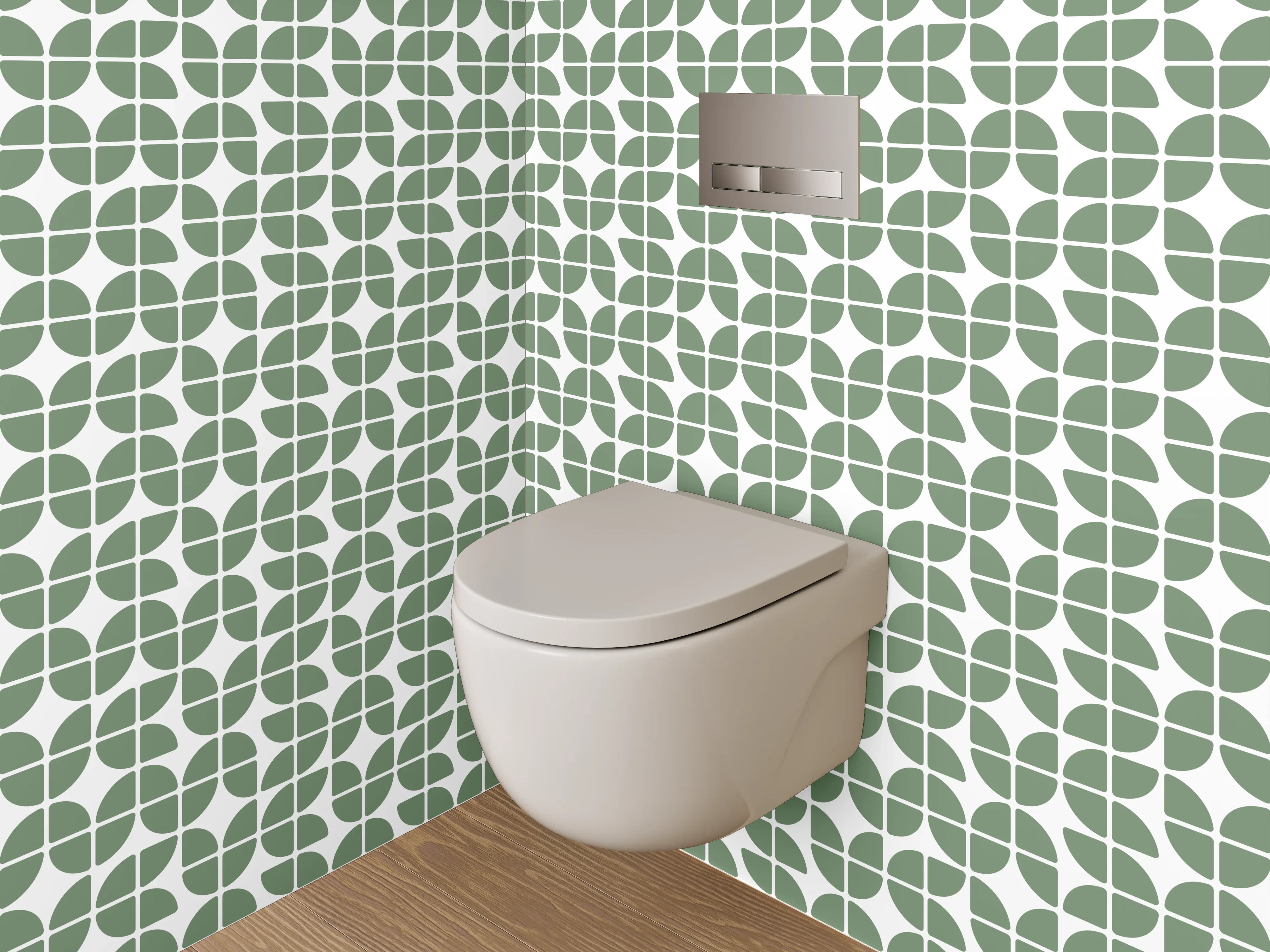 WC-Rückwand - Grünes Retro-Muster geometrisch