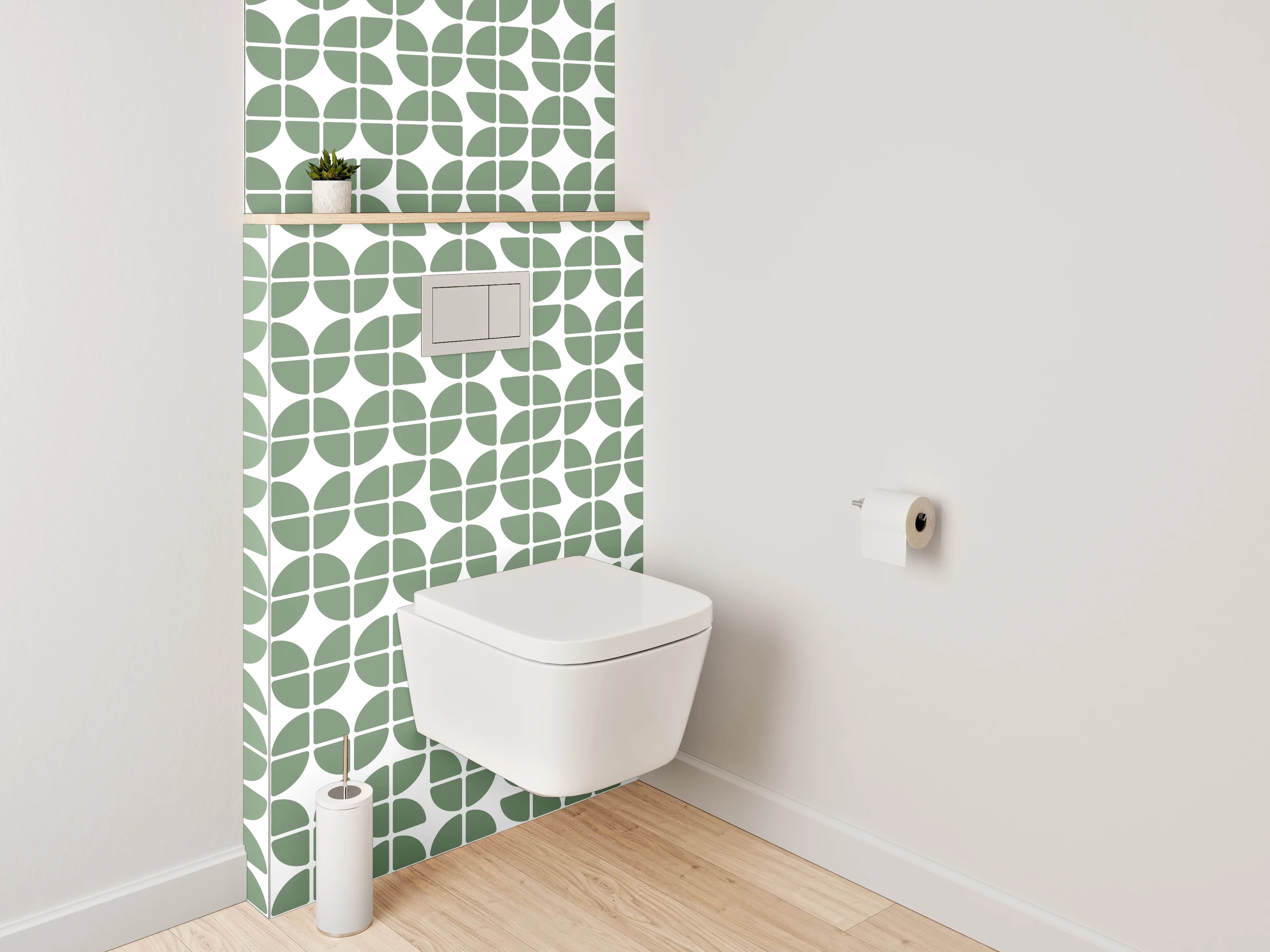 WC-Rückwand - Grünes Retro-Muster geometrisch