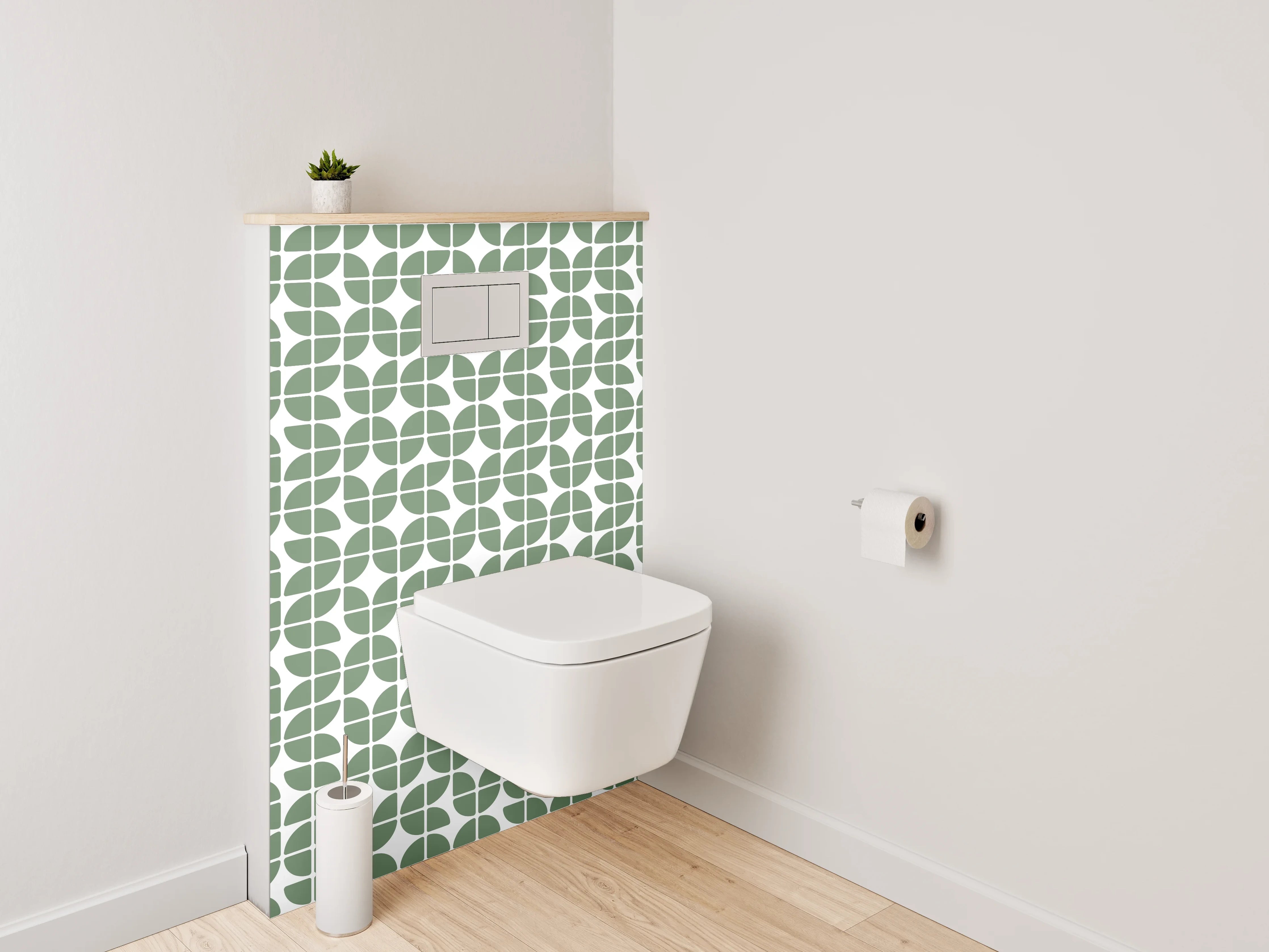 WC-Rückwand - Grünes Retro-Muster geometrisch