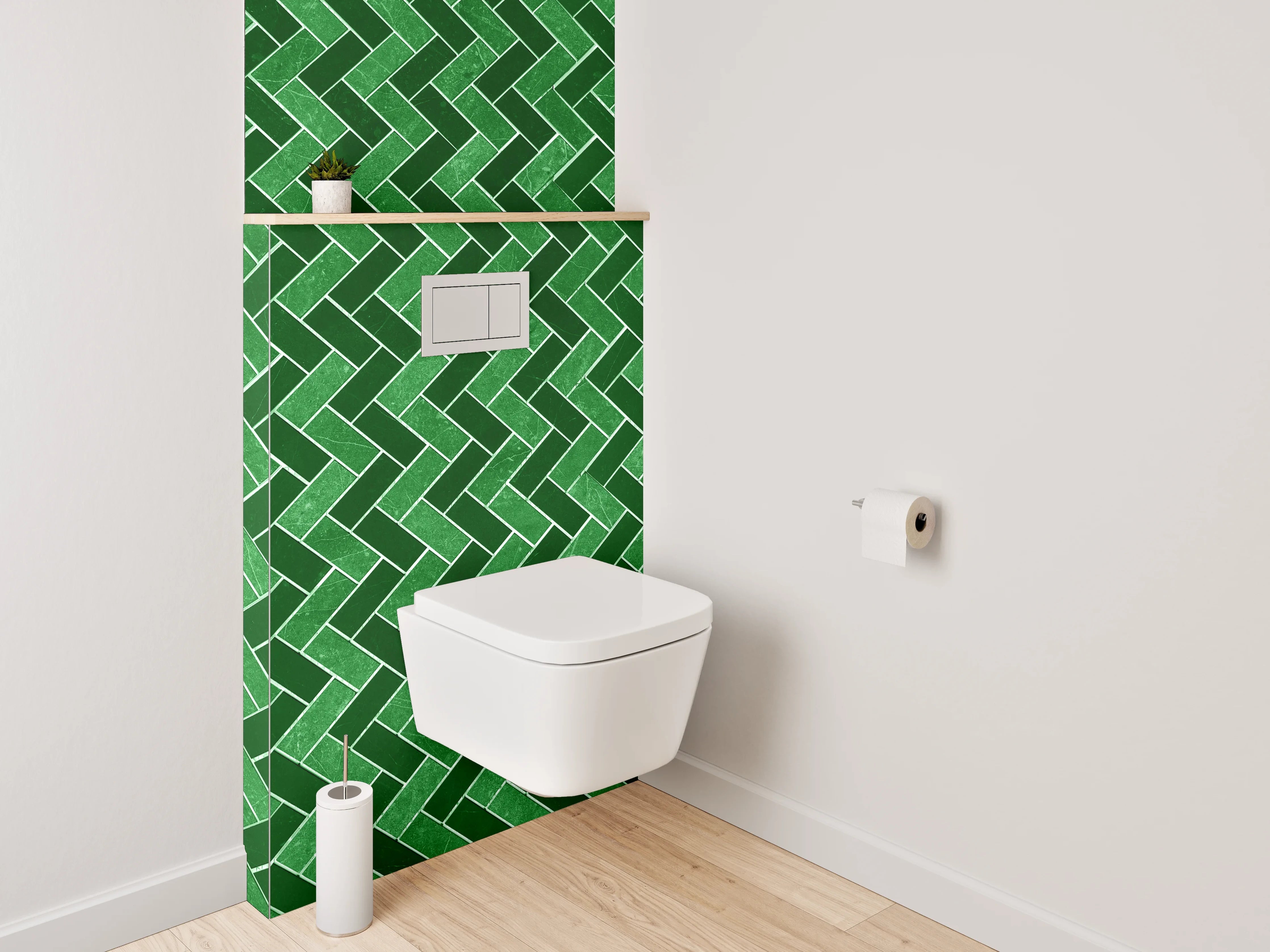 WC-Rückwand - Grünes Zickzack-Mosaik Muster Fliese