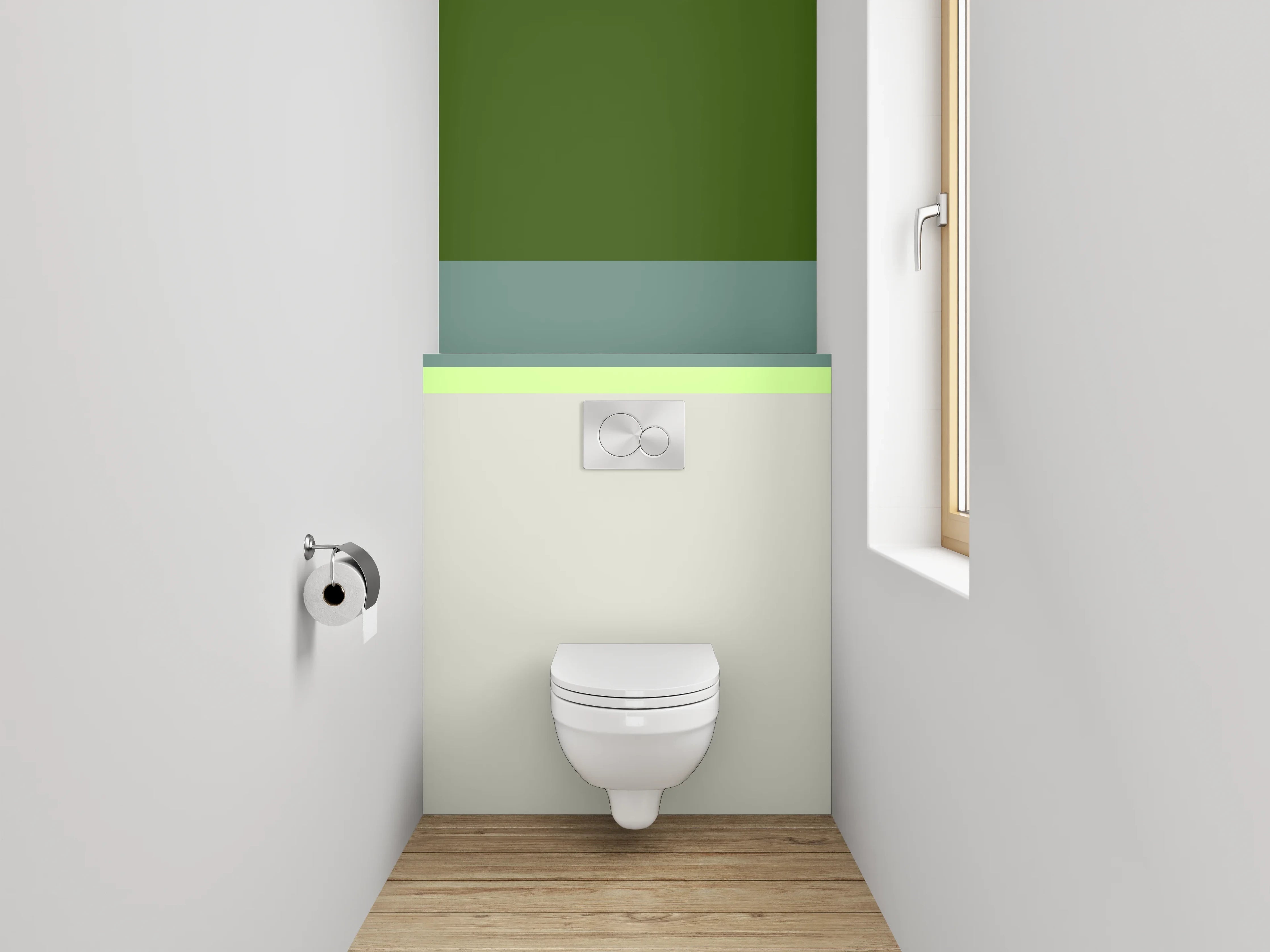 WC-Rückwand - Grünes und helles Design mit Pastellakzenten