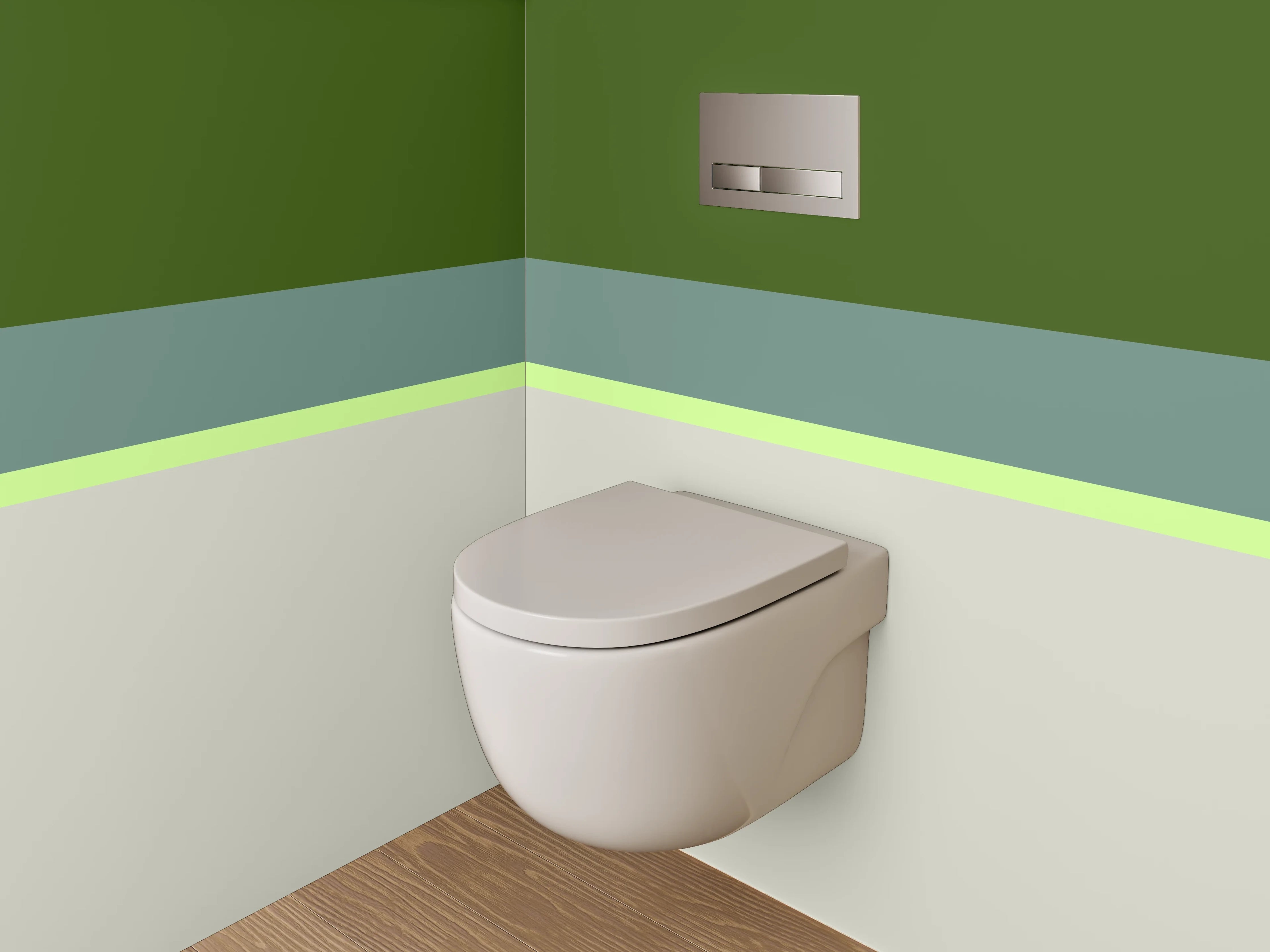 WC-Rückwand - Grünes und helles Design mit Pastellakzenten