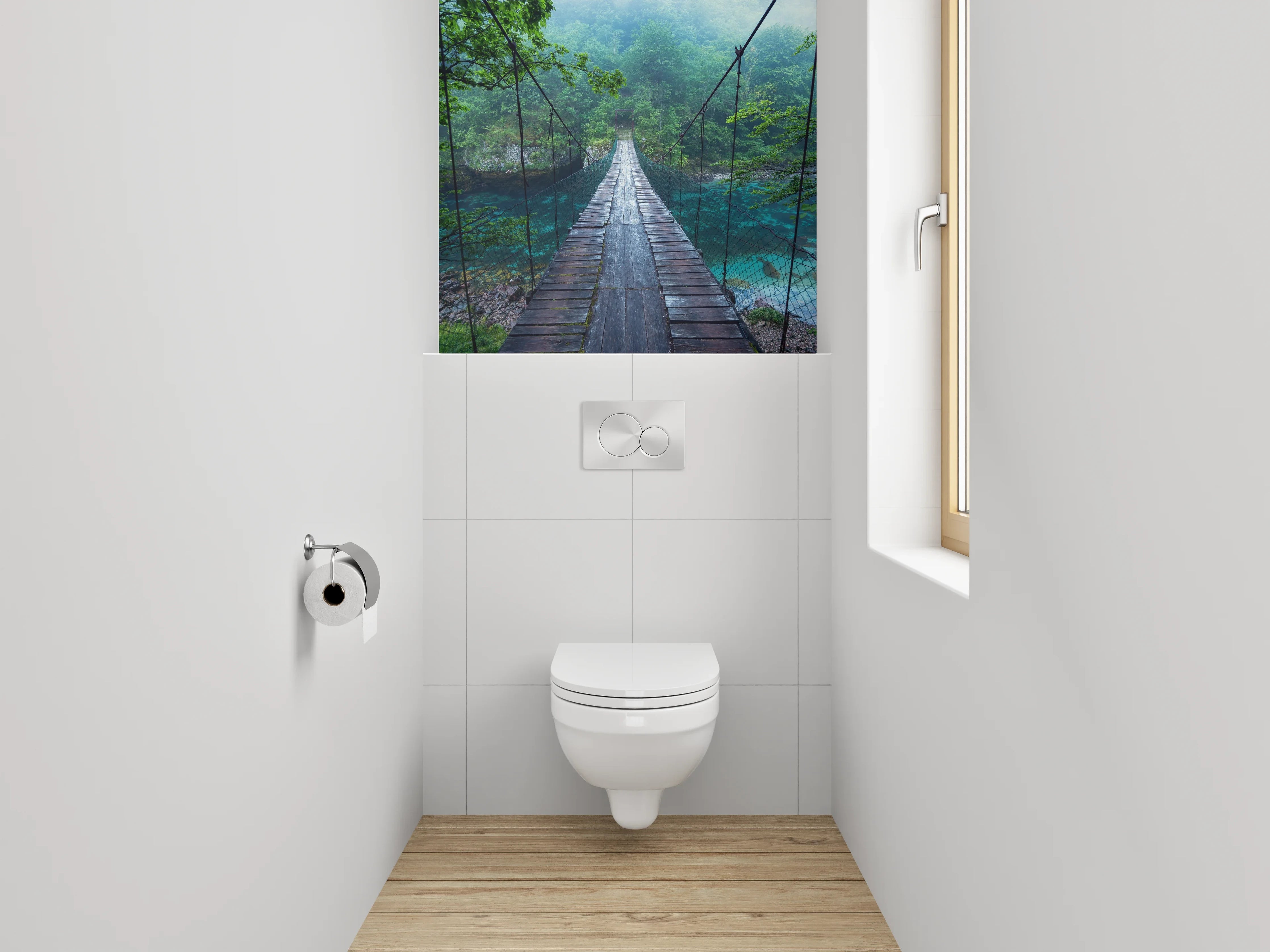 WC-Rückwand - Hängebrücke im Nebelwald