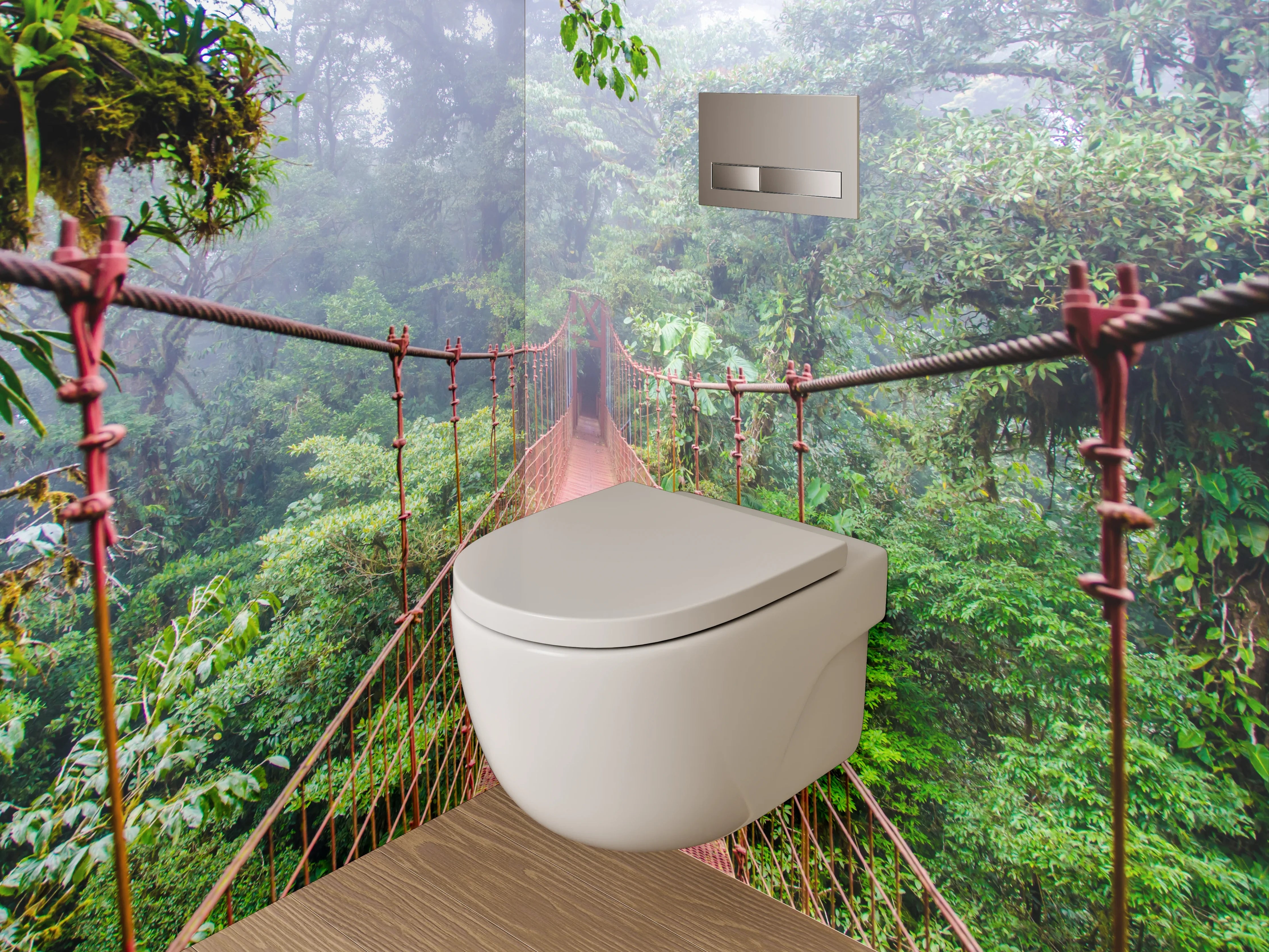 WC-Rückwand - Hängebrücke im tropischen Dschungel