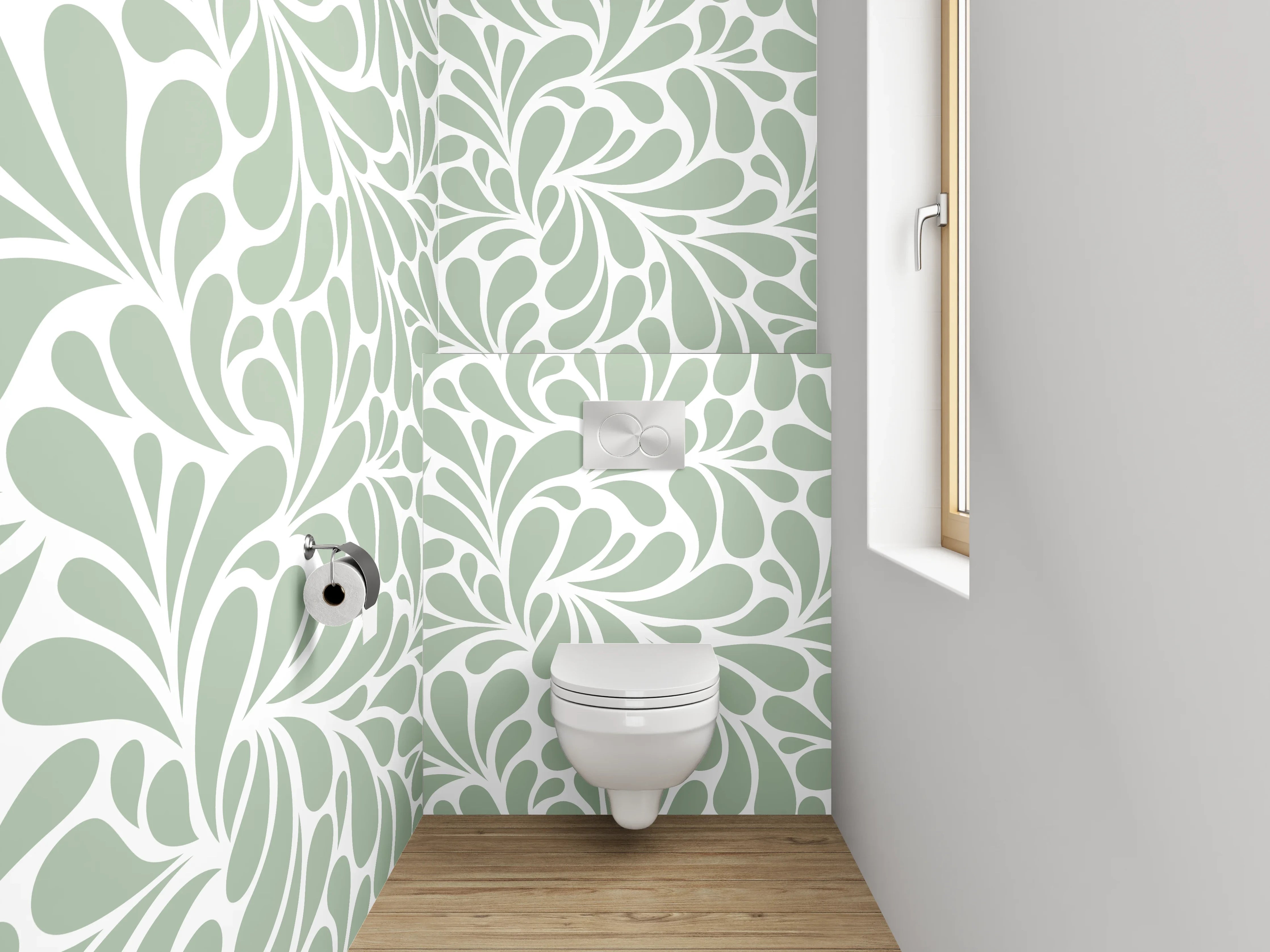 WC-Rückwand - Harmonisches Muster in Sanftgrün