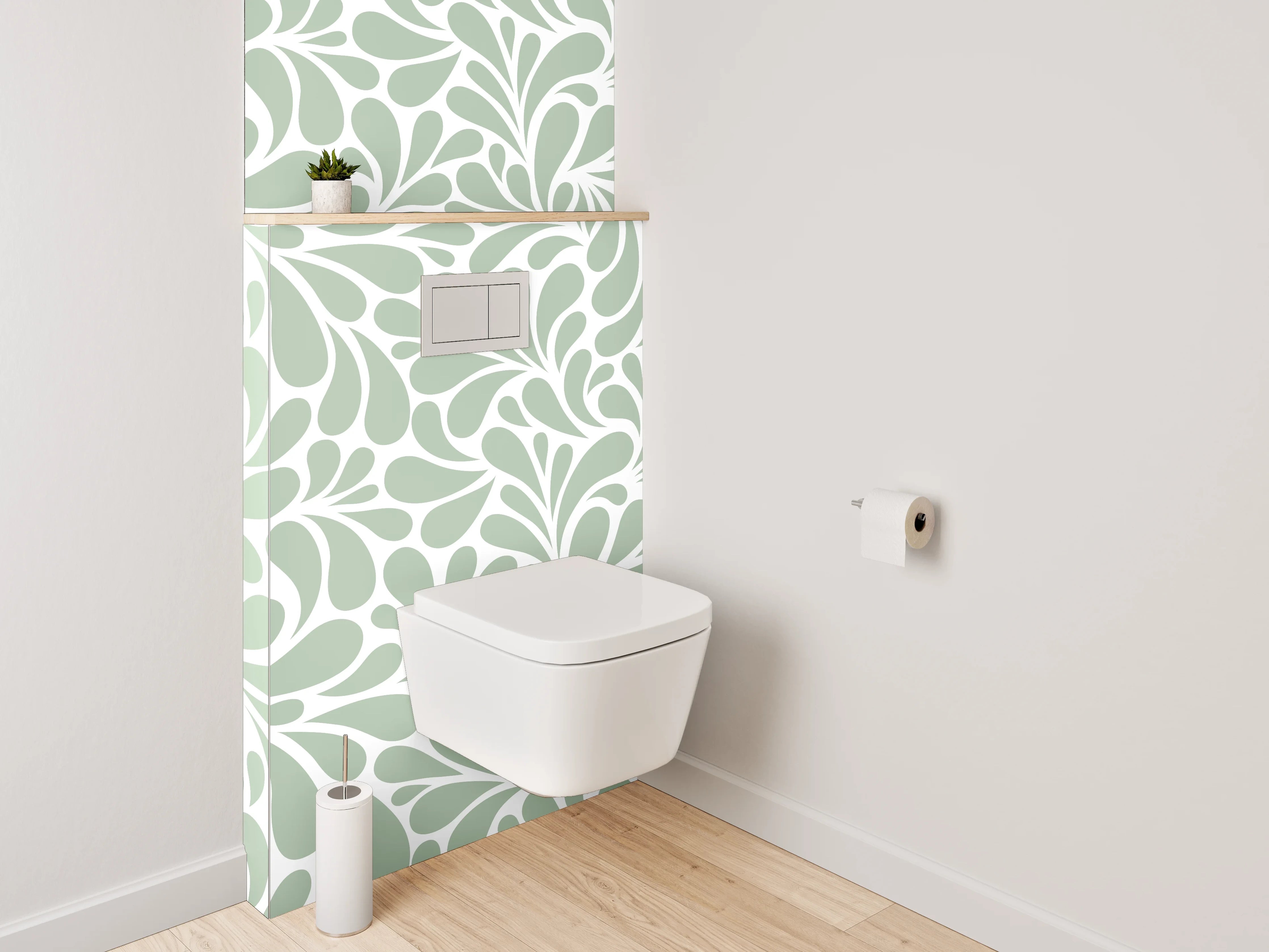 WC-Rückwand - Harmonisches Muster in Sanftgrün