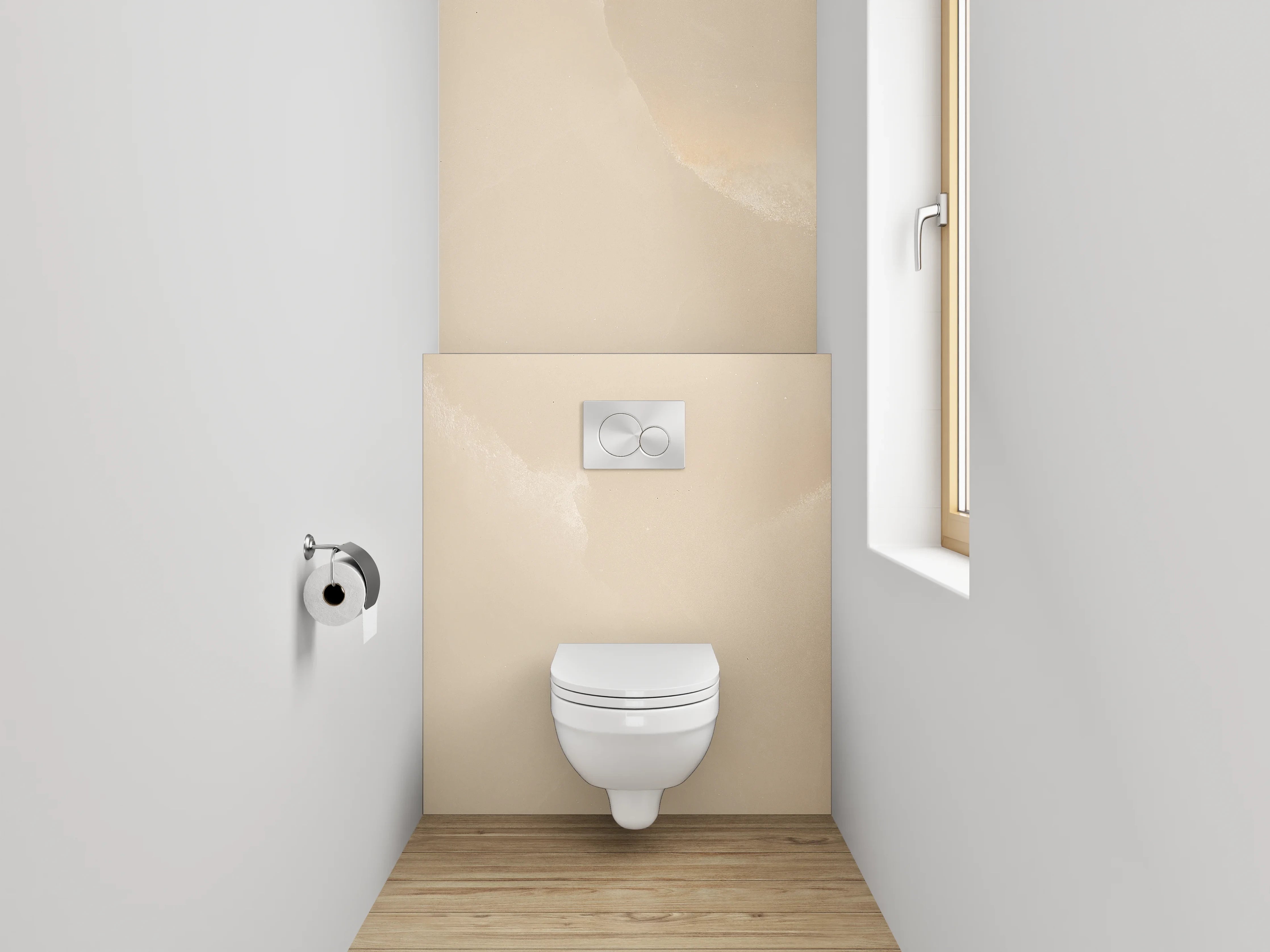WC-Rückwand - Hellbeiger Marmor mit sanfter Struktur