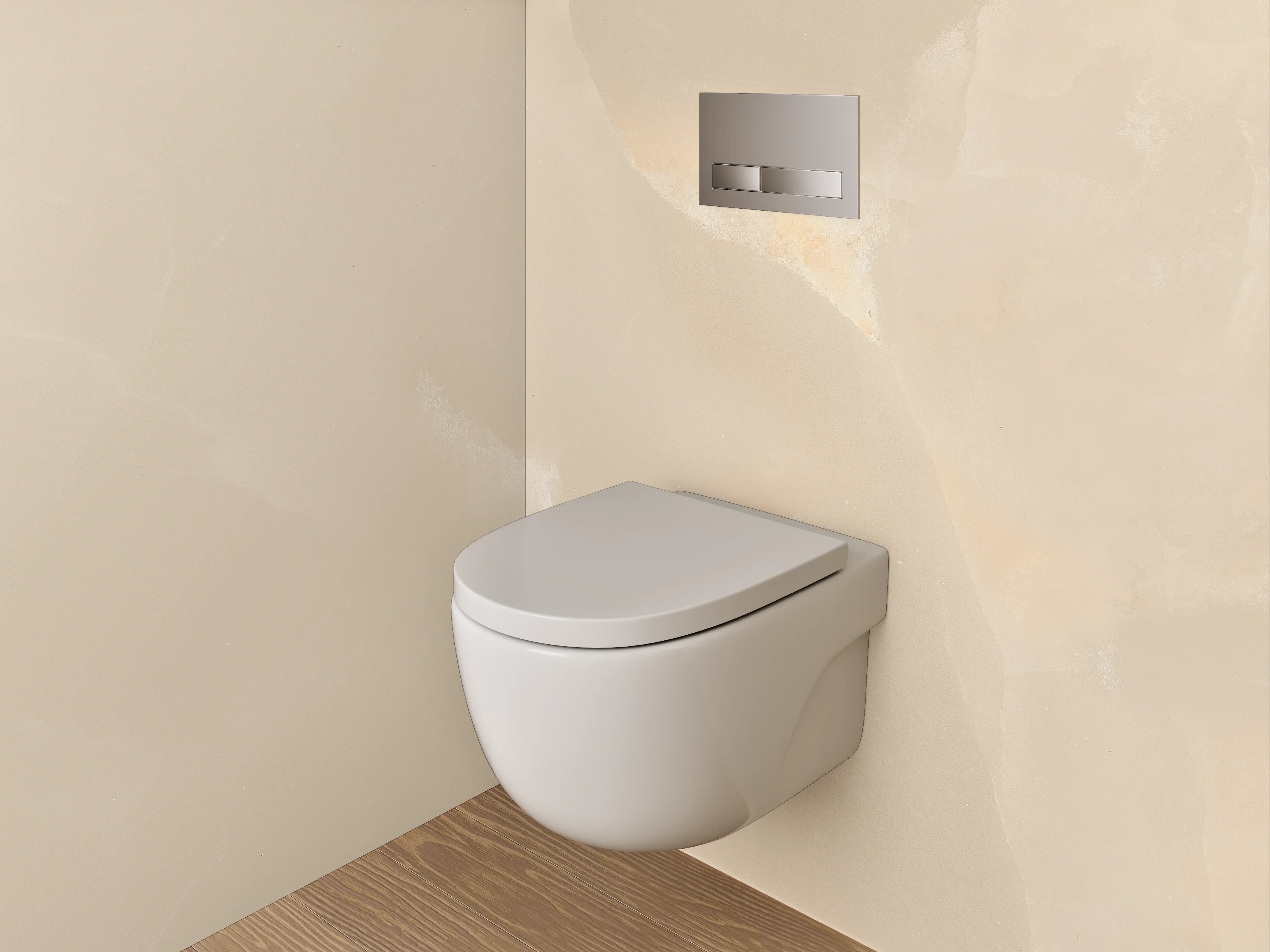 WC-Rückwand - Hellbeiger Marmor mit sanfter Struktur