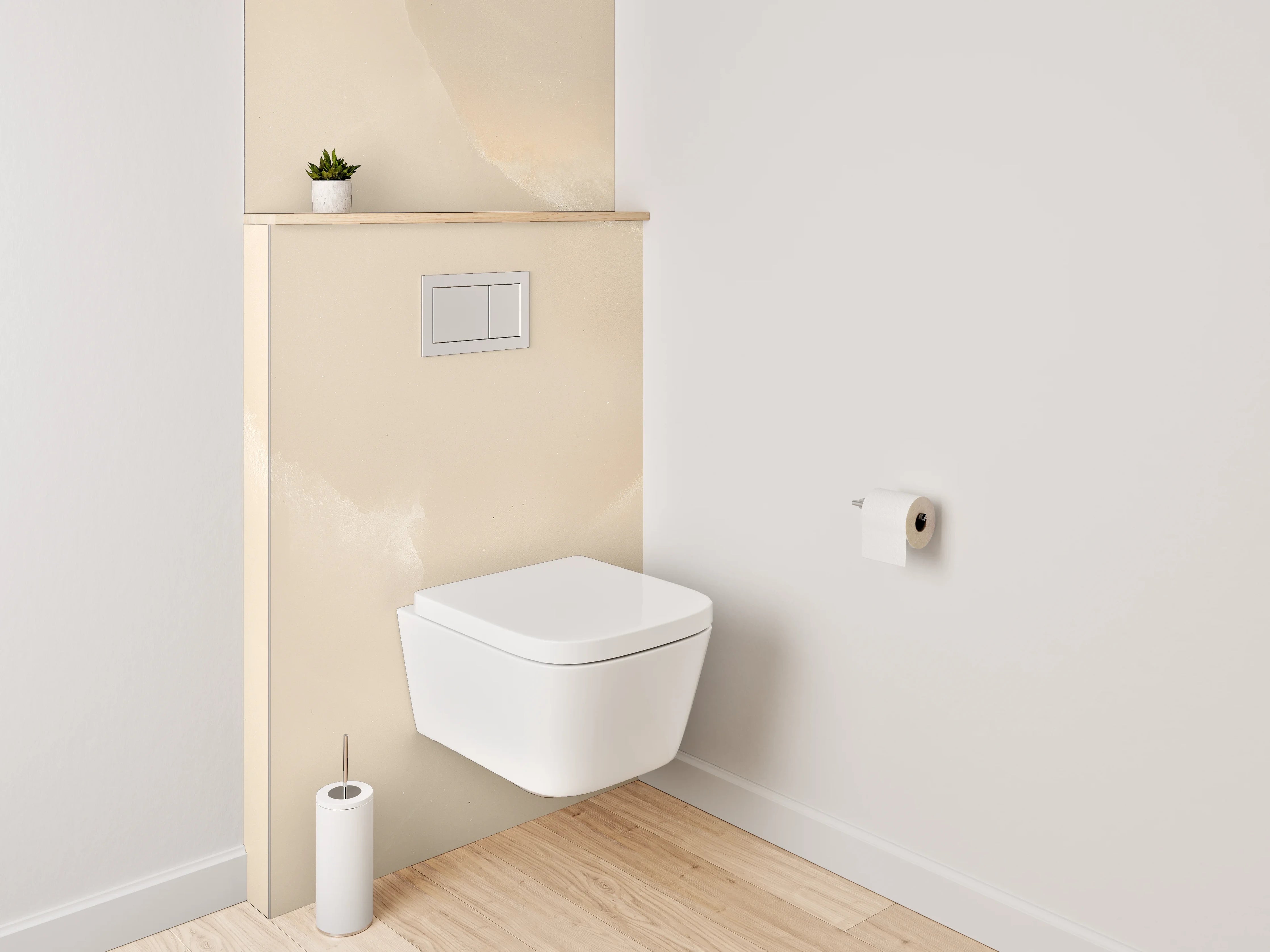 WC-Rückwand - Hellbeiger Marmor mit sanfter Struktur