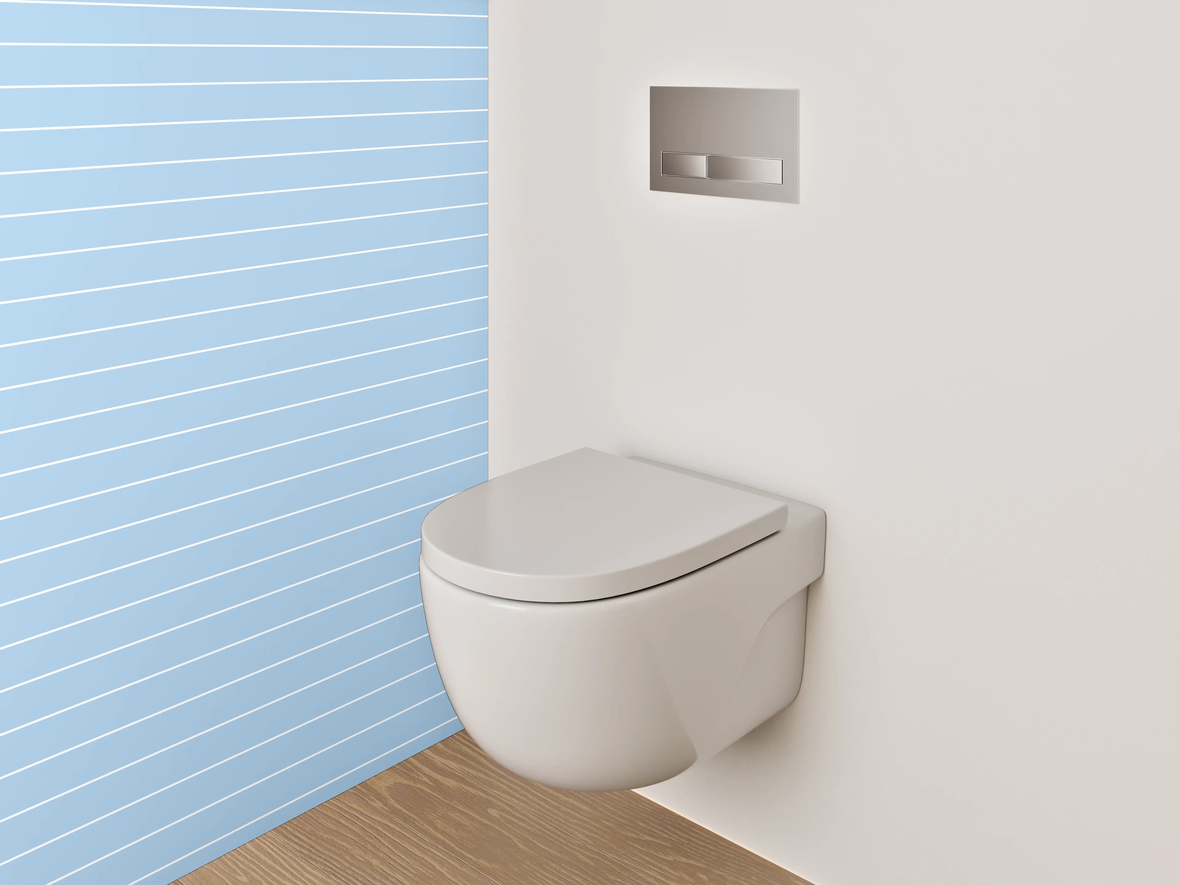 WC-Rückwand - Hellblaue Linienmuster Tapete