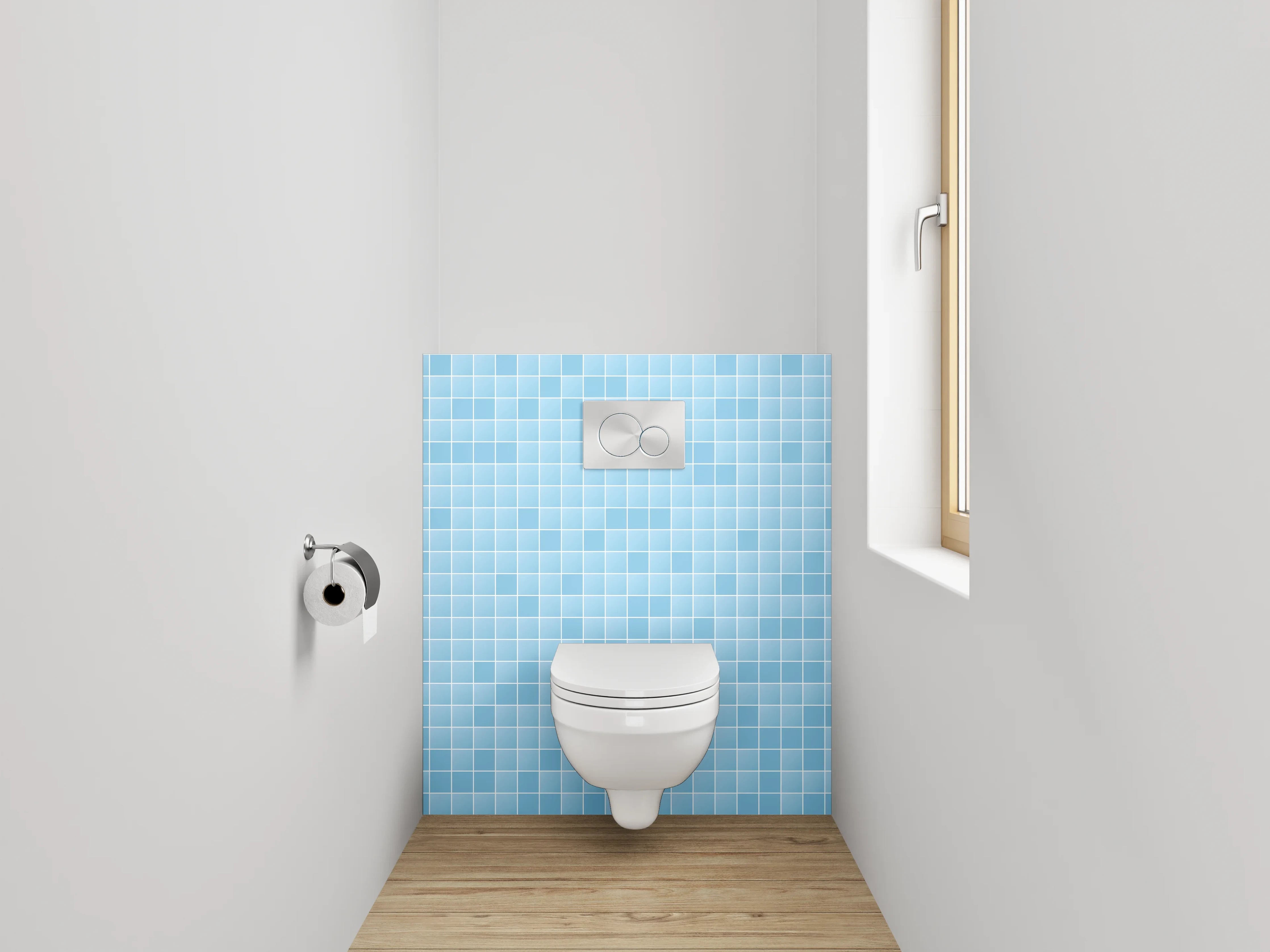 WC-Rückwand - Hellblaues Mosaik Fliesen Muster