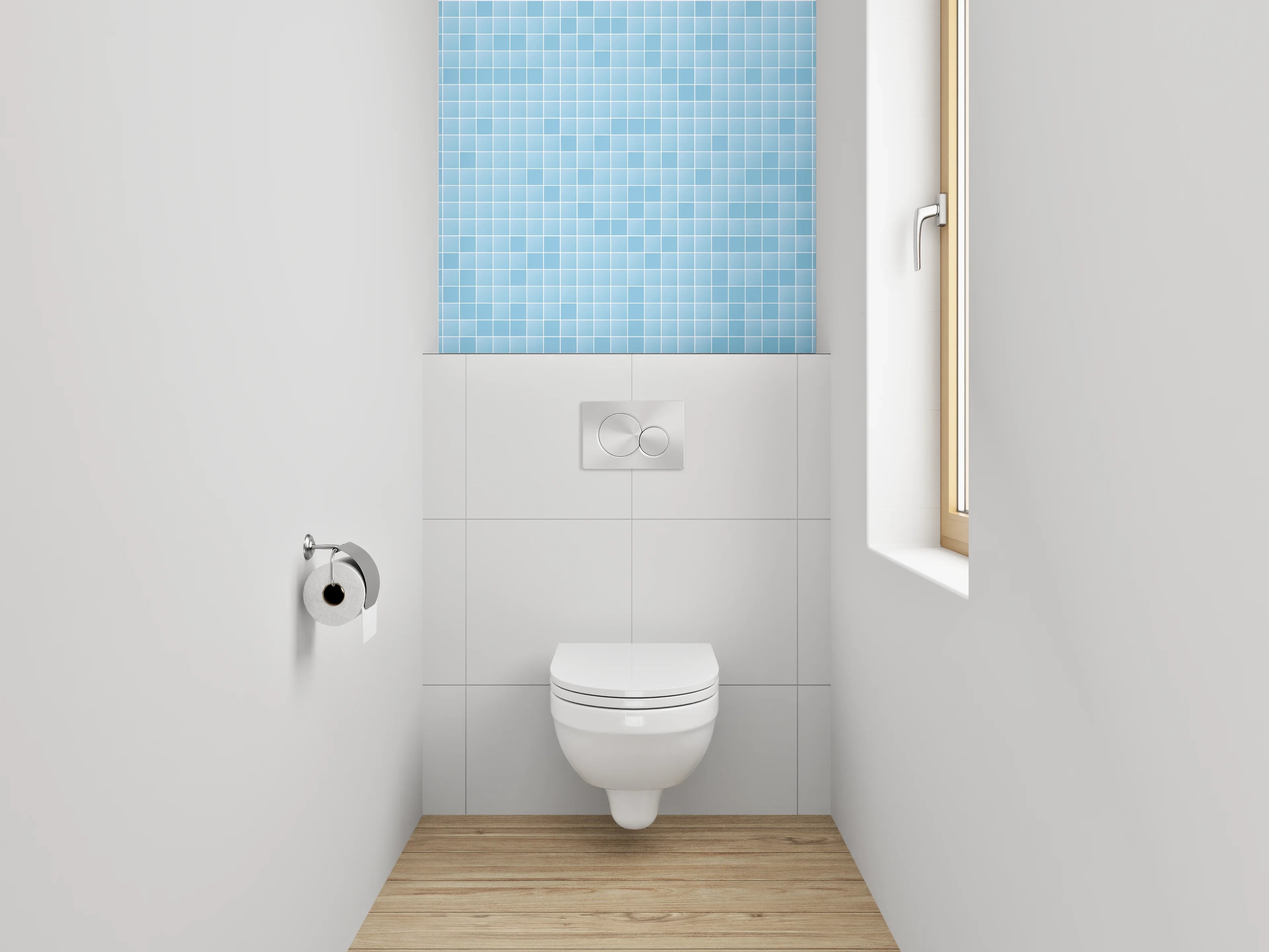 WC-Rückwand - Hellblaues Mosaik Fliesen Muster