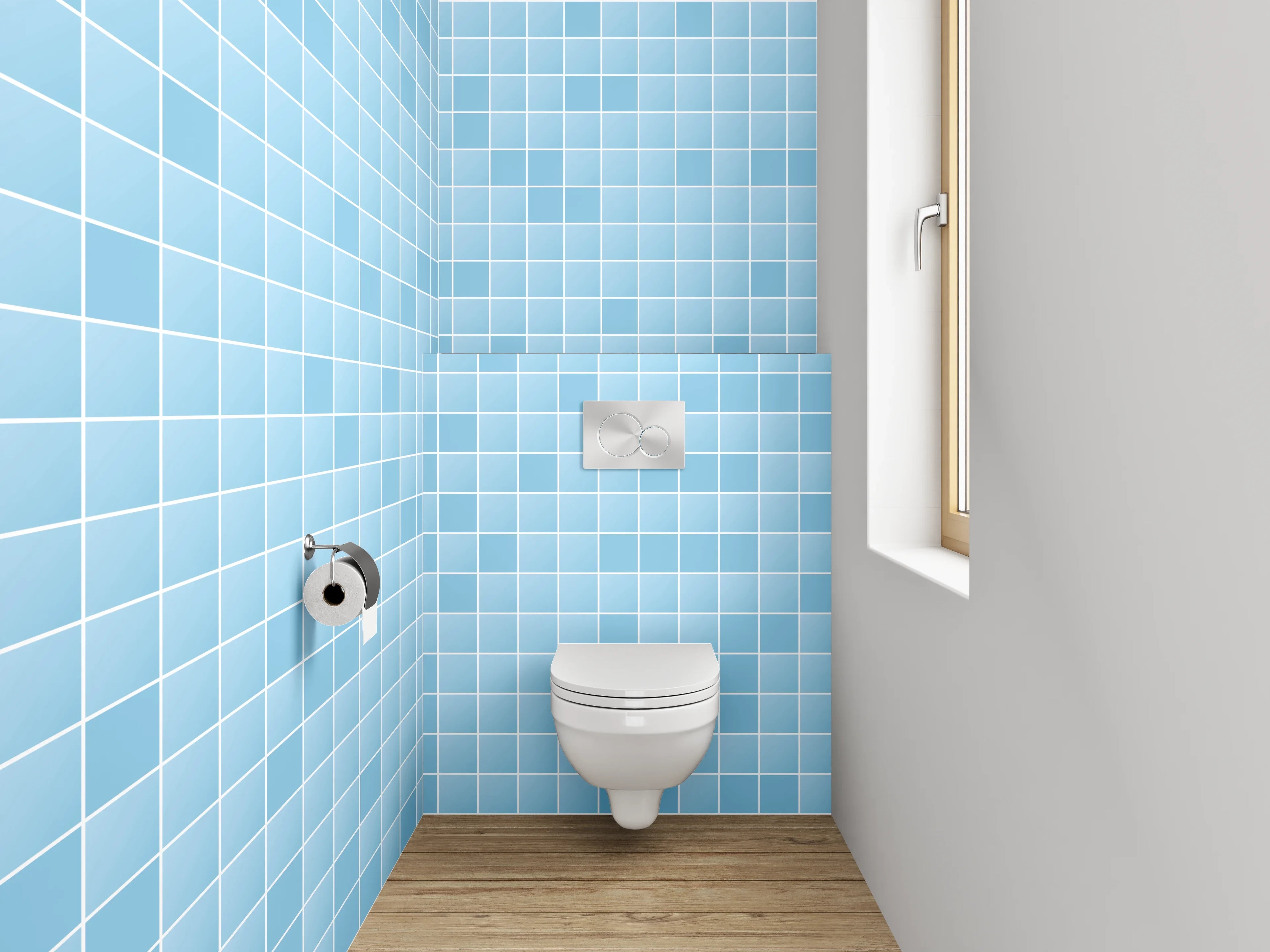 WC-Rückwand - Hellblaues Mosaik Fliesen Muster