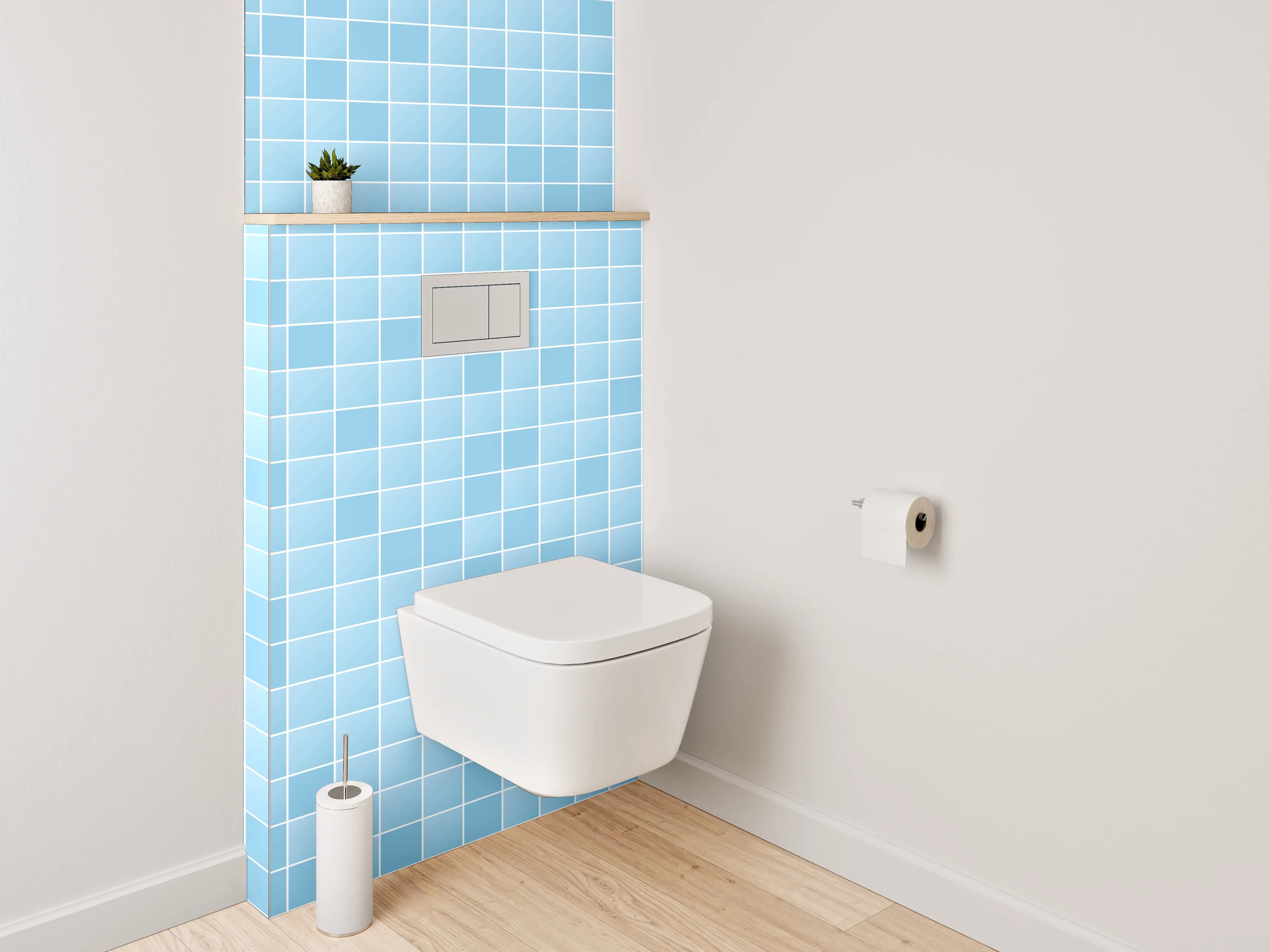 WC-Rückwand - Hellblaues Mosaik Fliesen Muster