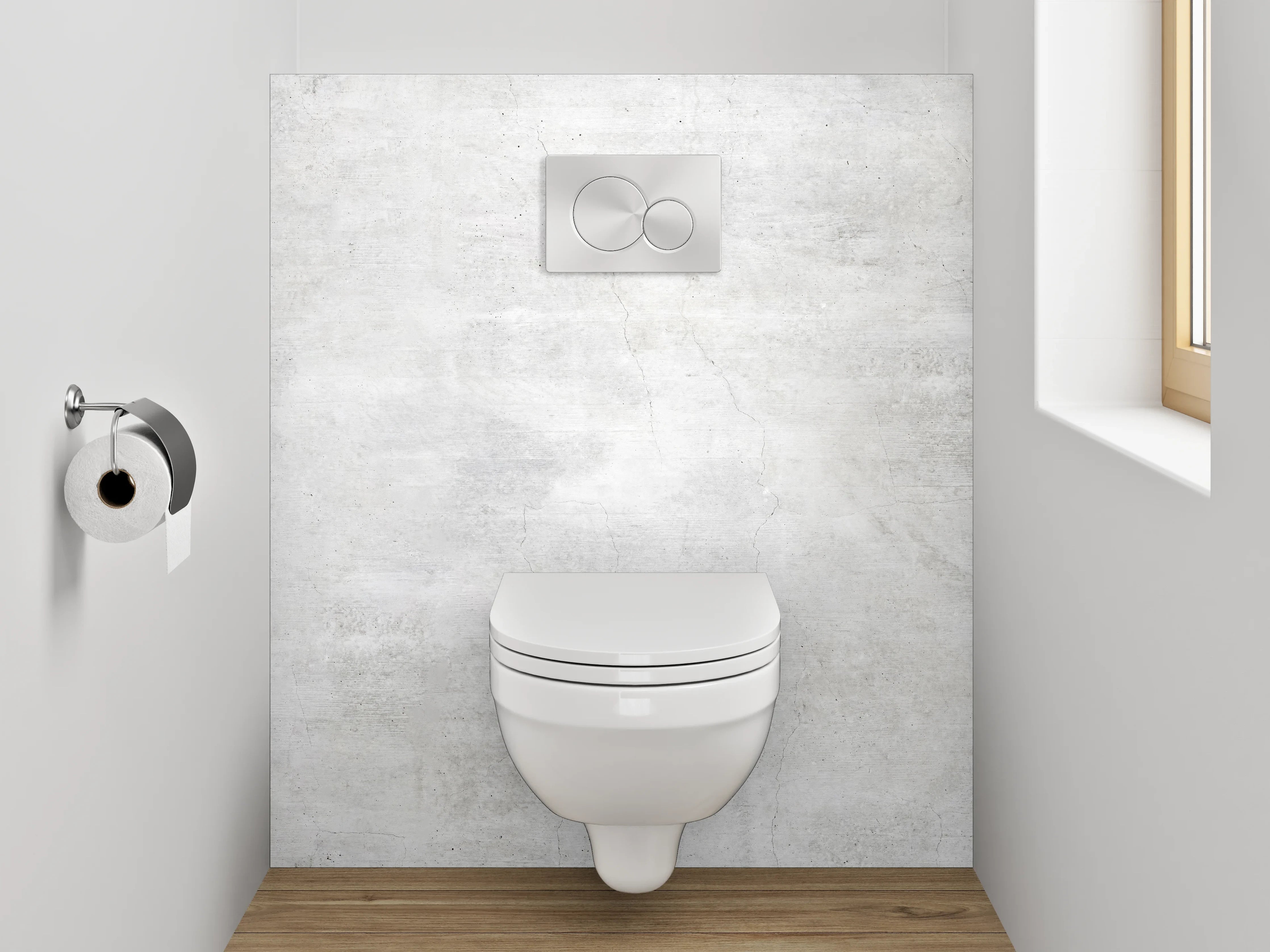 WC-Rückwand - Helle Betonoptik Weiß-Grau