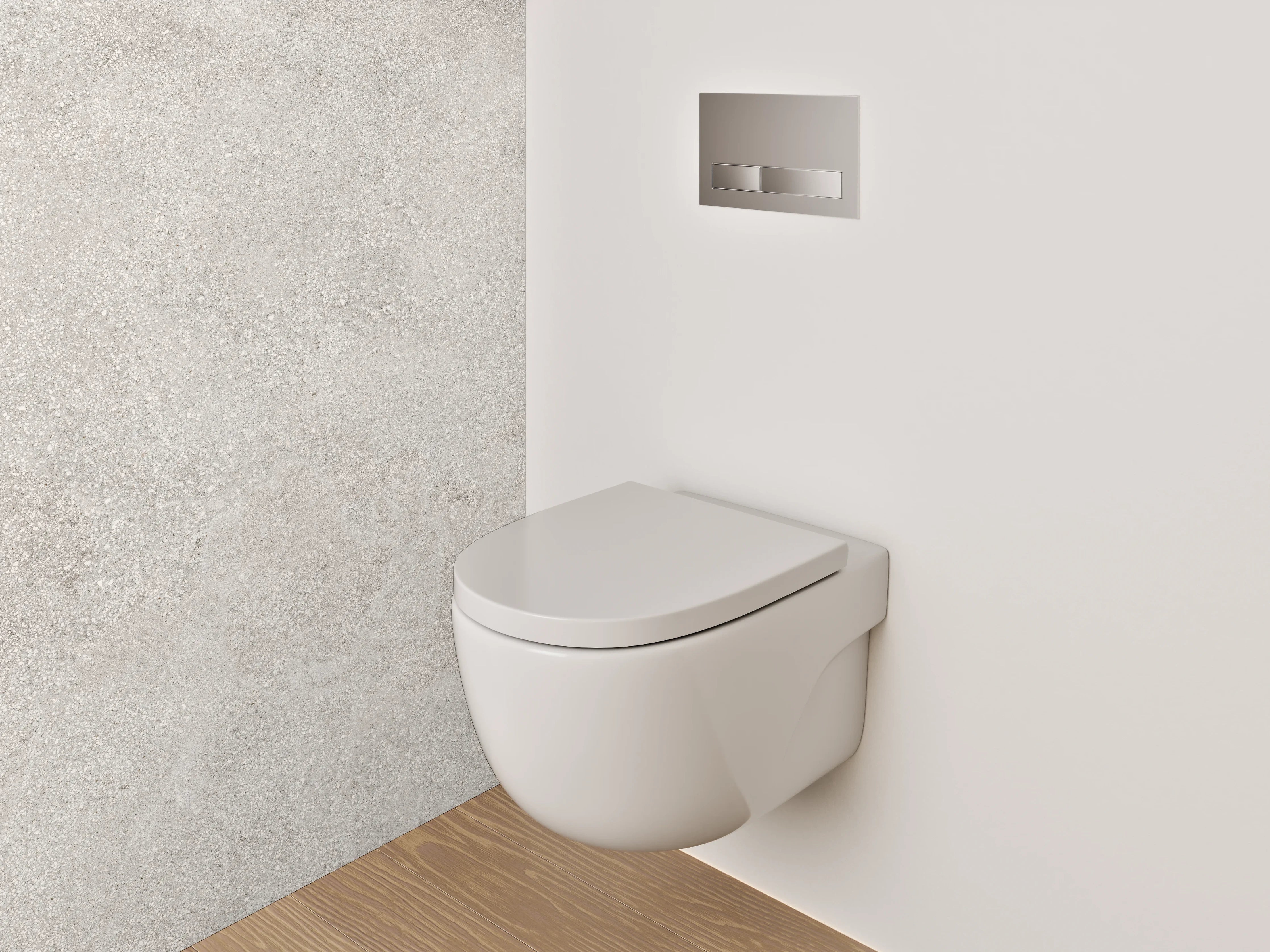 WC-Rückwand - Helle Betonoptik in Grau und Weiß