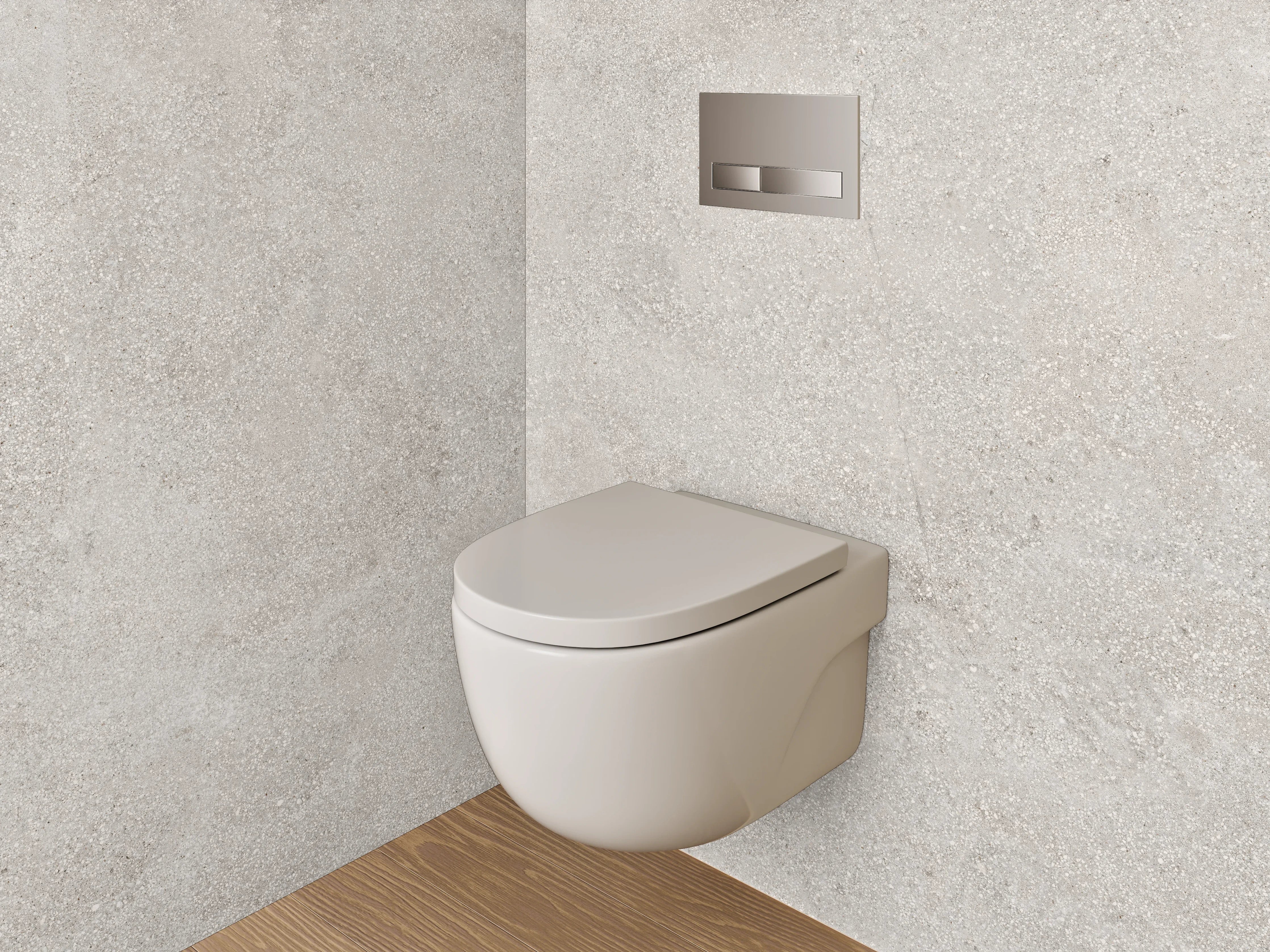 WC-Rückwand - Helle Betonoptik in Grau und Weiß