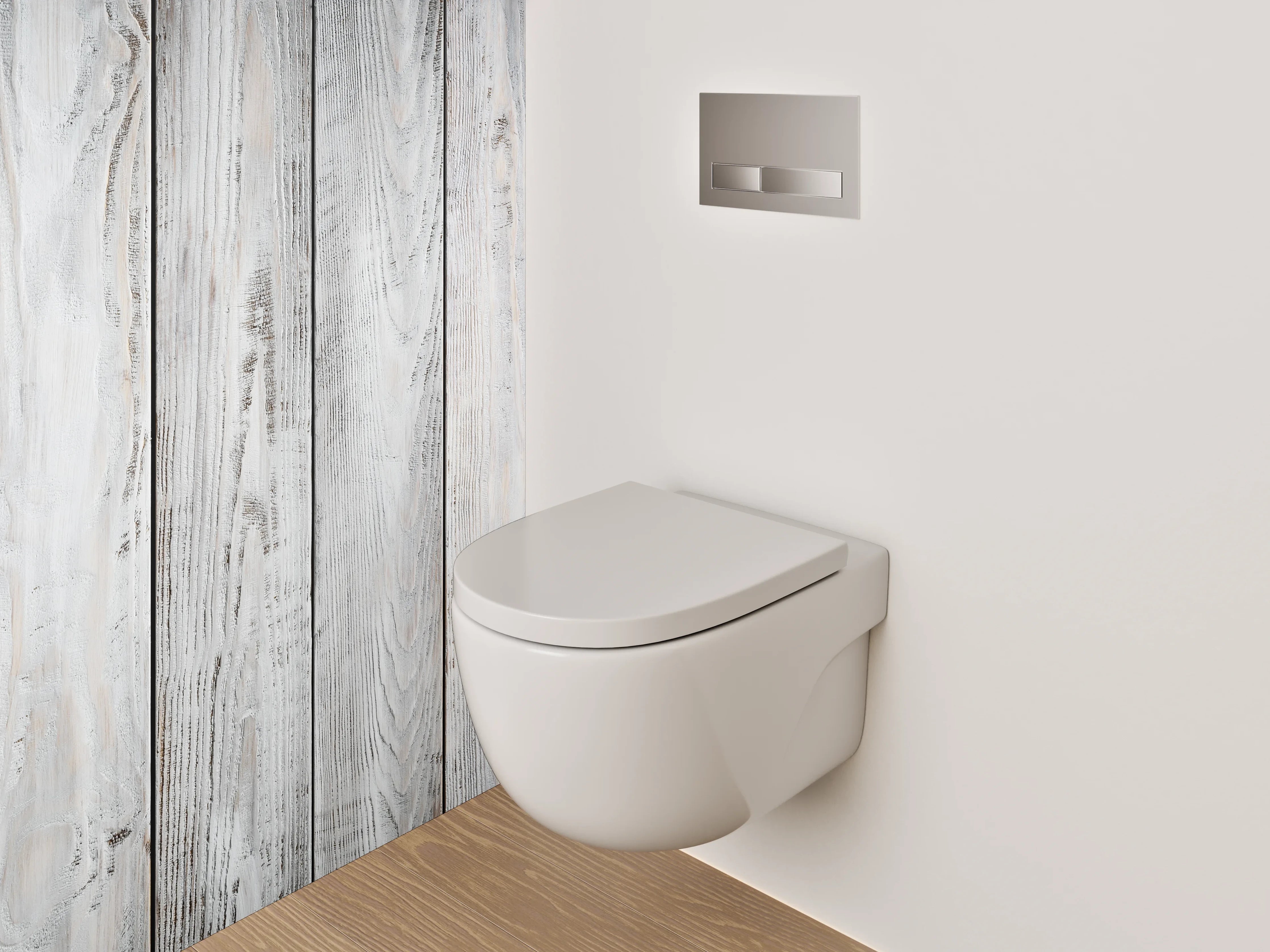 WC-Rückwand - Helle Holzbohlen im Vintage-Stil