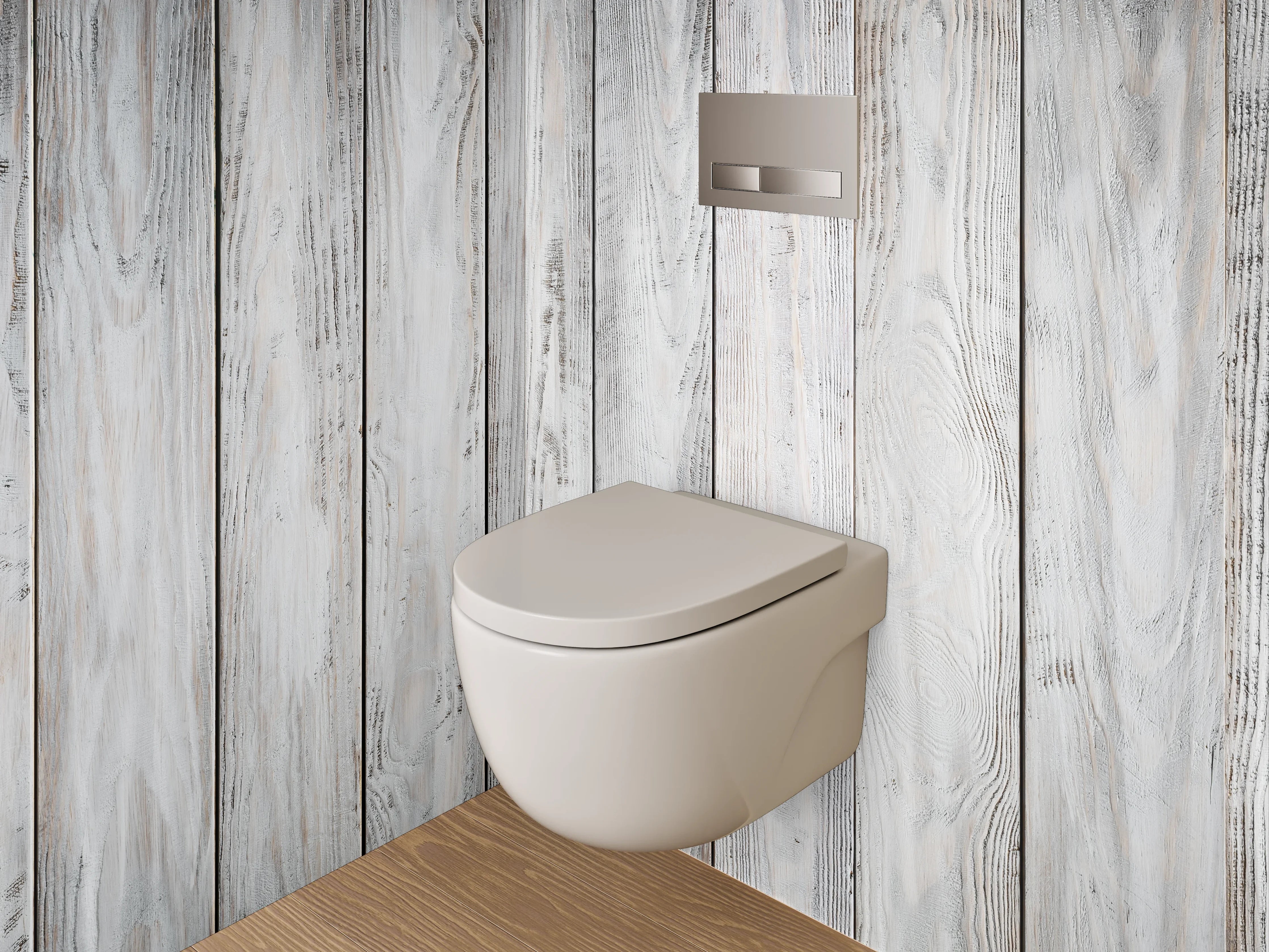 WC-Rückwand - Helle Holzbohlen im Vintage-Stil