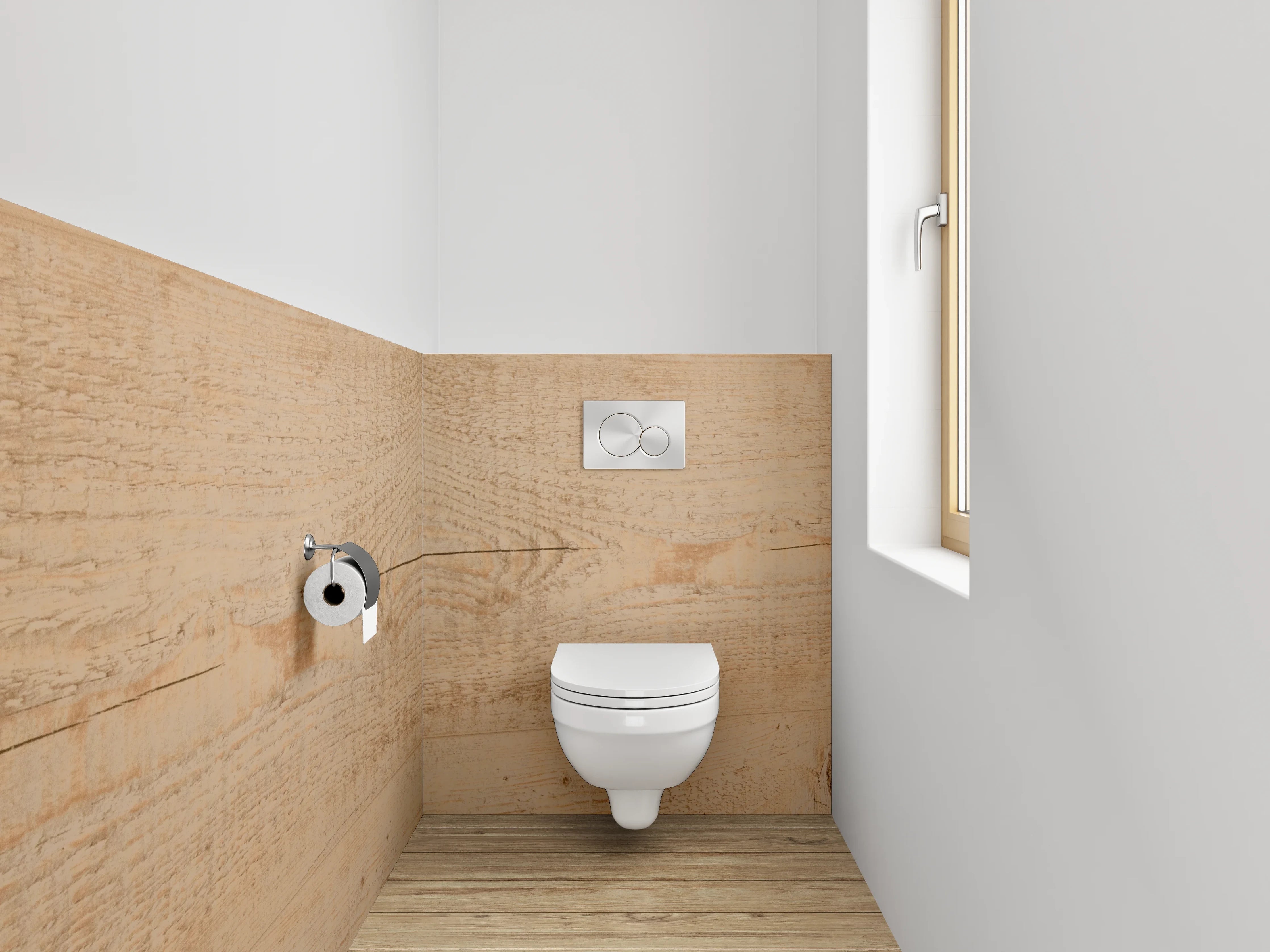 WC-Rückwand - Helle Holzoberfläche mit natürlicher Struktur