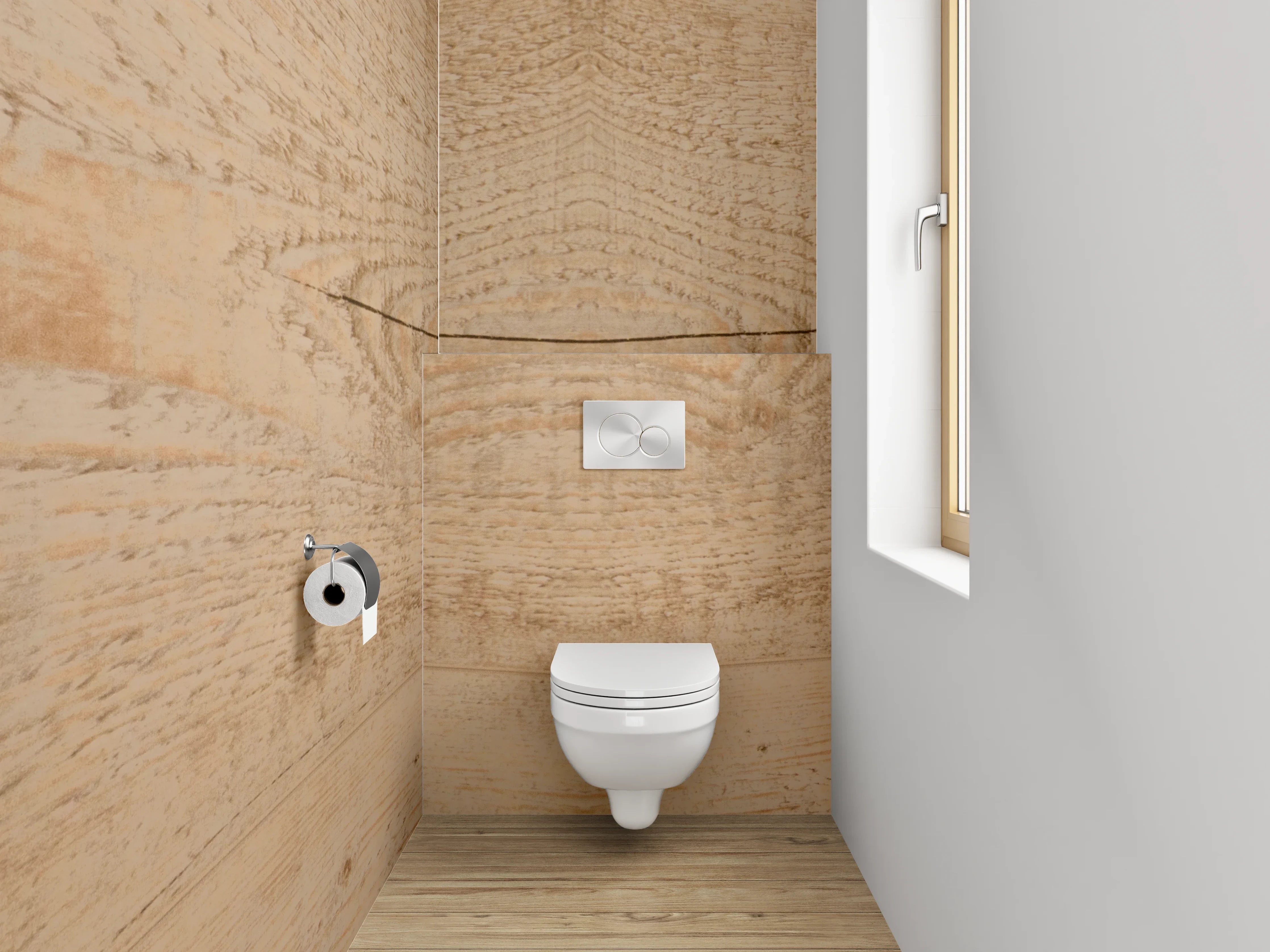 WC-Rückwand - Helle Holzoberfläche mit natürlicher Struktur