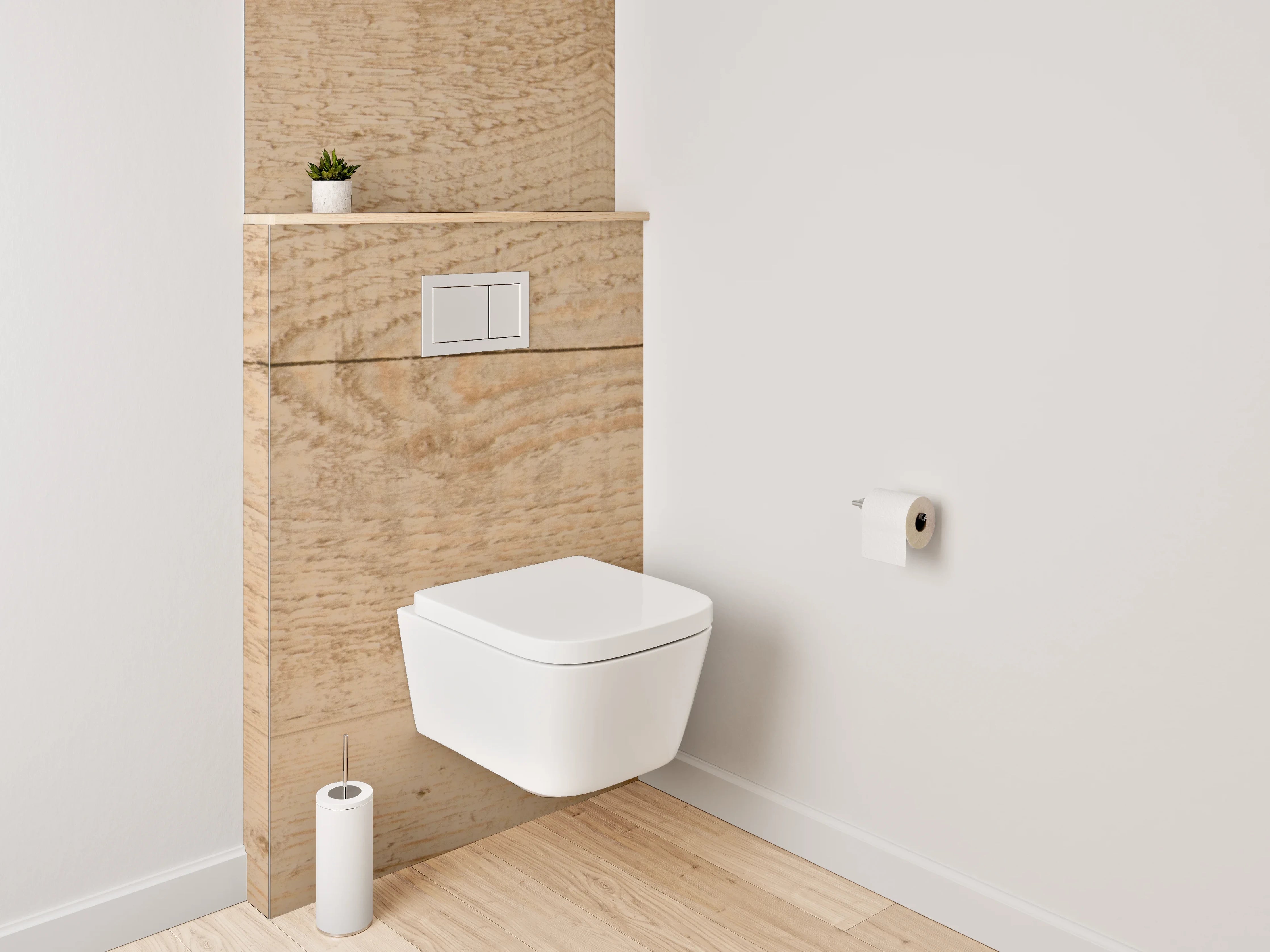 WC-Rückwand - Helle Holzoberfläche mit natürlicher Struktur